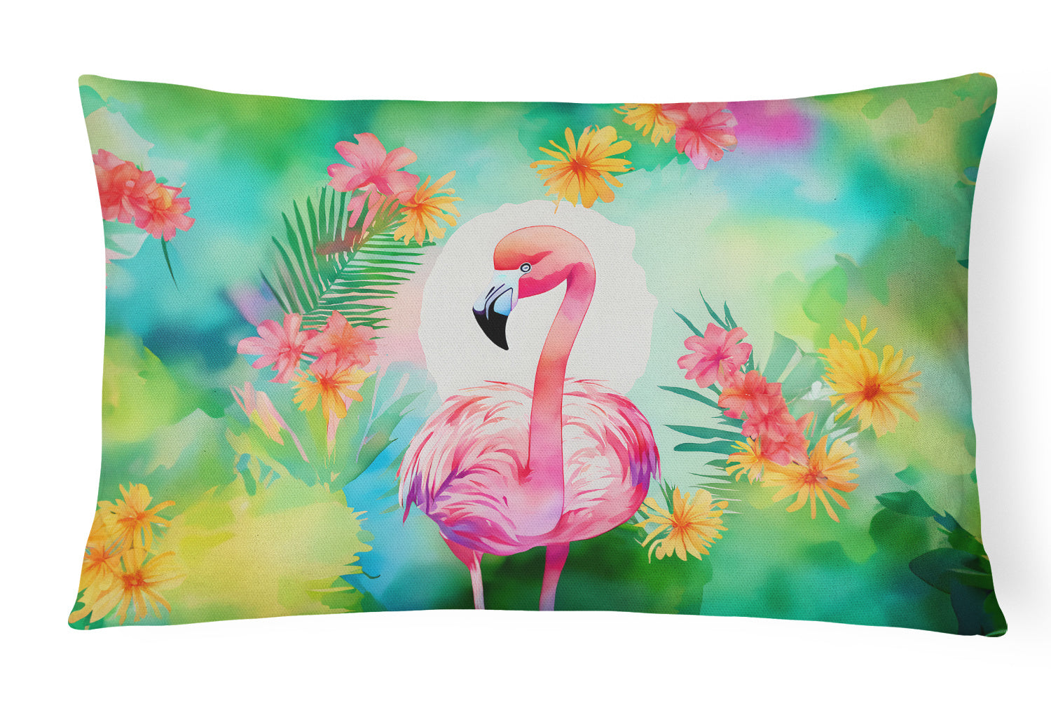 Hippie Animals Throw Pillow Throw Pillow for Indoor Couch Bed Outdoor Patio Washable, Flamingo 3981,12Hx16W