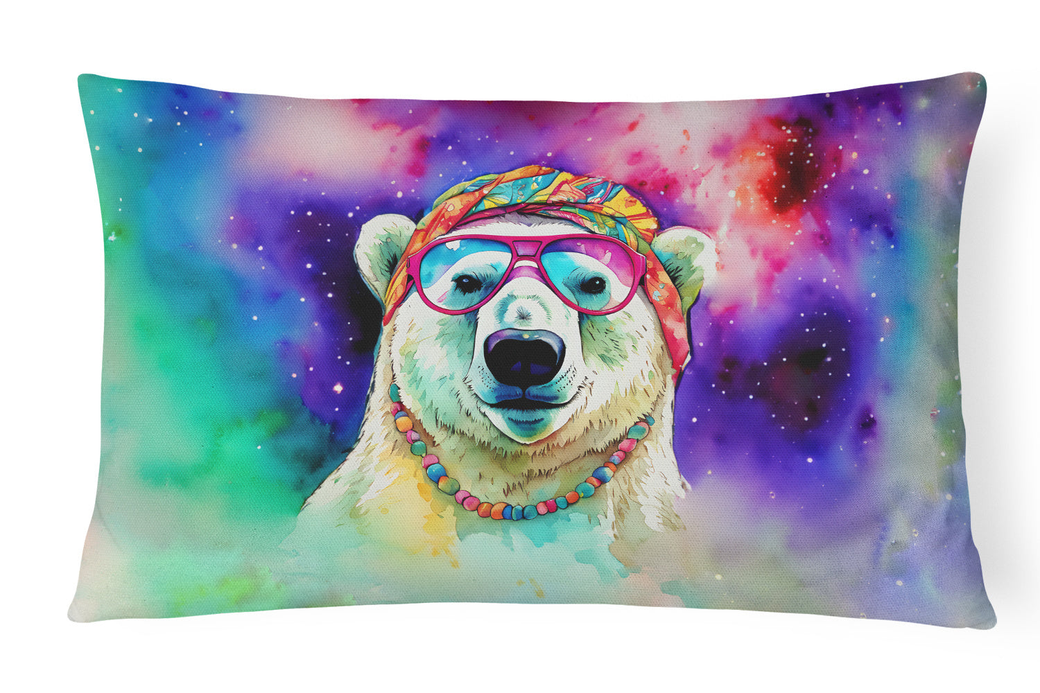 Hippie Animals Throw Pillow Throw Pillow for Indoor Couch Bed Outdoor Patio Washable, Polar Bear 4030,12Hx16W