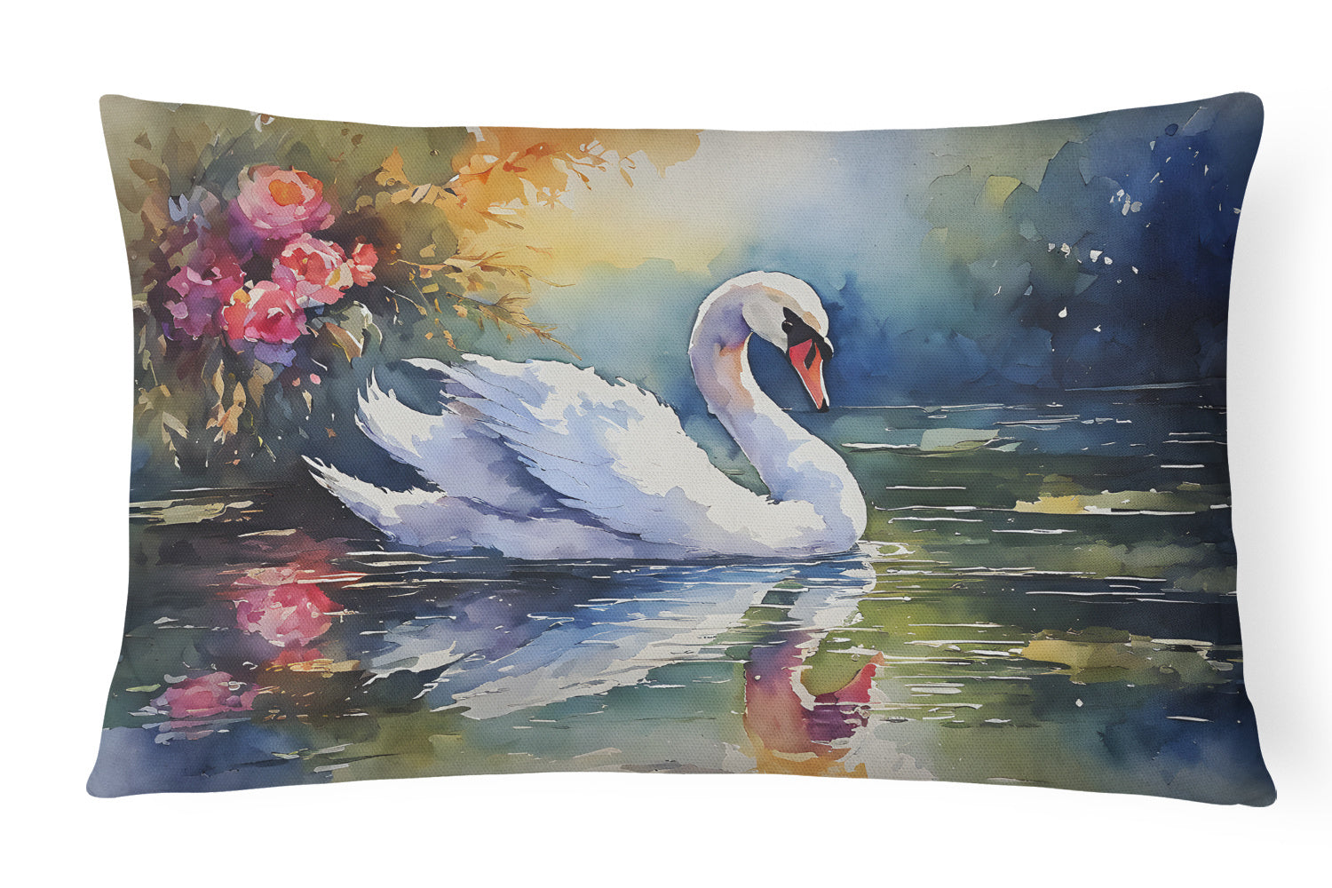 Watercolor Birds Throw Pillow Throw Pillow for Indoor Couch Bed Outdoor Patio Washable, Swan 3277,12Hx16W