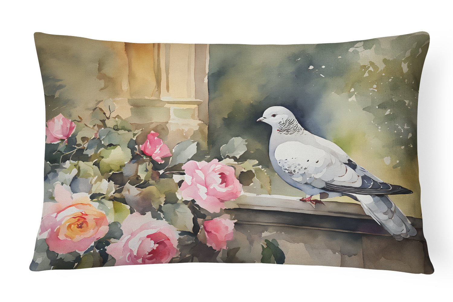 Watercolor Birds Throw Pillow Throw Pillow for Indoor Couch Bed Outdoor Patio Washable, Pigeon 3262,12Hx16W