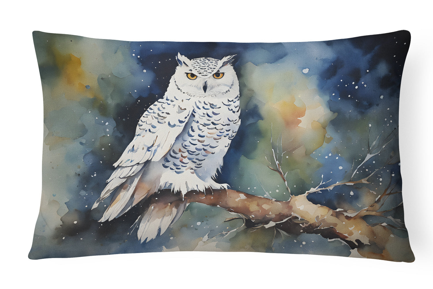 Watercolor Birds Throw Pillow Throw Pillow for Indoor Couch Bed Outdoor Patio Washable, Snowy Owl 3266,12Hx16W