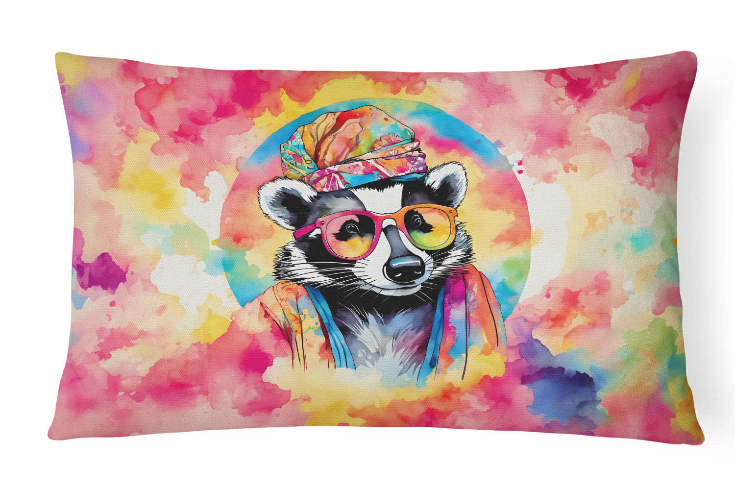 NEW Hippie Animals Throw Pillow Throw Pillow for Indoor Couch Bed Outdoor Patio Washable, Badger 3963,12Hx16W