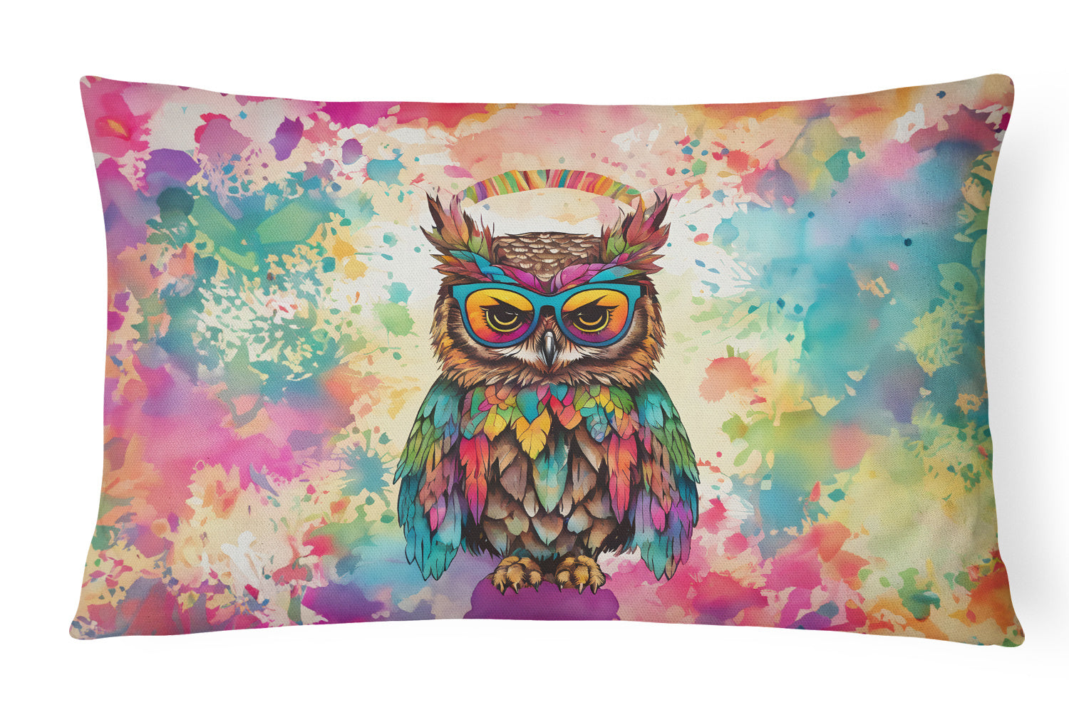 Hippie Animals Throw Pillow Throw Pillow for Indoor Couch Bed Outdoor Patio Washable, Owl 4014,12Hx16W