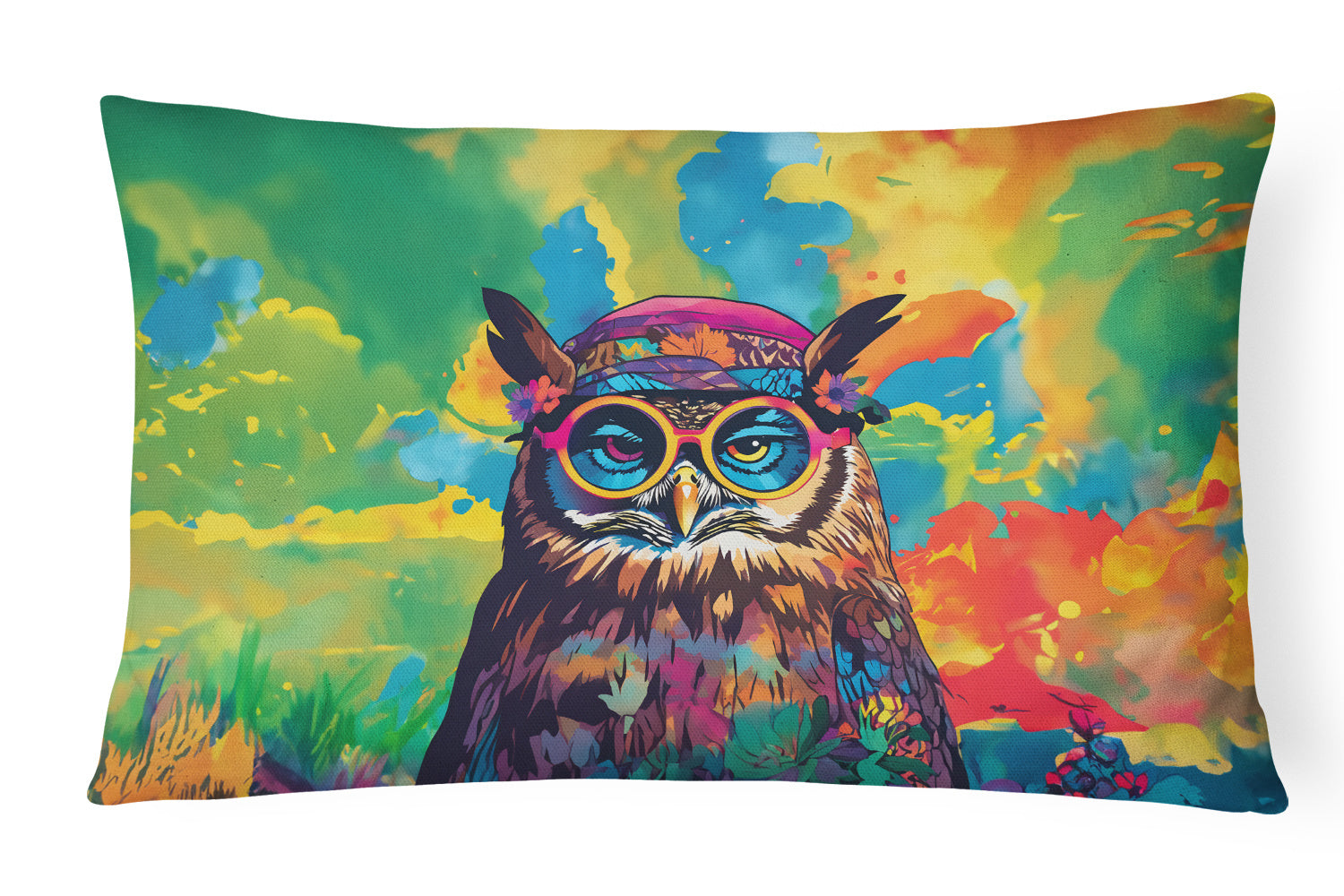 Hippie Animals Throw Pillow Throw Pillow for Indoor Couch Bed Outdoor Patio Washable, Owl 4015,12Hx16W