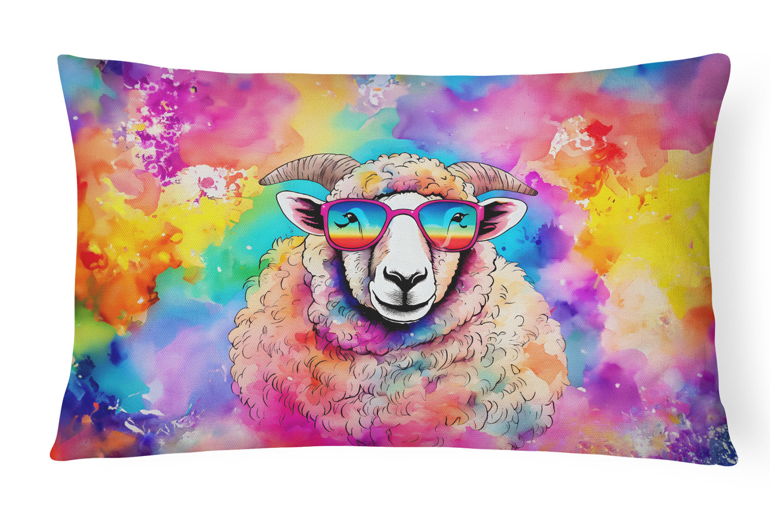 Hippie Animals Throw Pillow Throw Pillow for Indoor Couch Bed Outdoor Patio Washable, Sheep 4041,12Hx16W