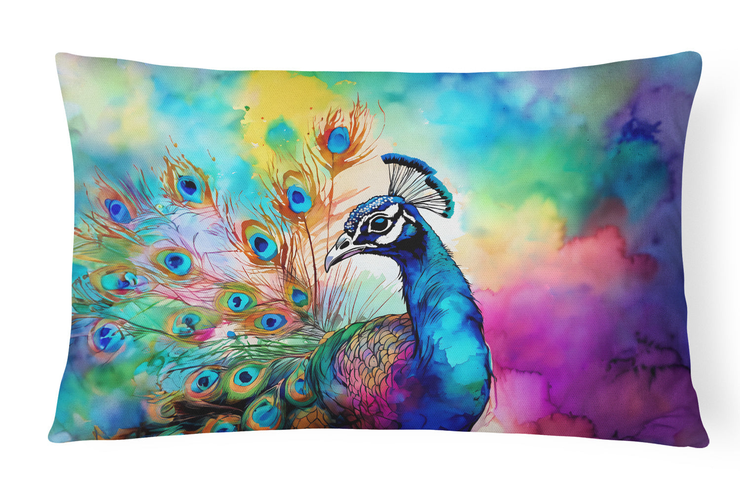 Hippie Animals Throw Pillow Throw Pillow for Indoor Couch Bed Outdoor Patio Washable, Peacock 4022,12Hx16W