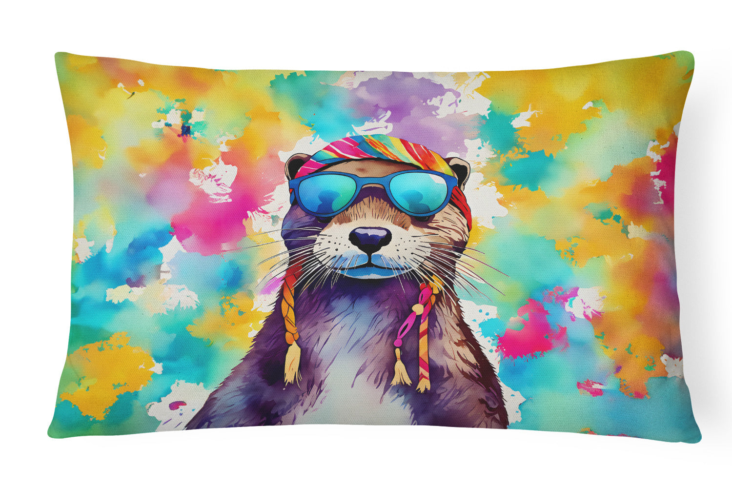 NEW Hippie Animals Throw Pillow Throw Pillow for Indoor Couch Bed Outdoor Patio Washable, Otter 4013,12Hx16W