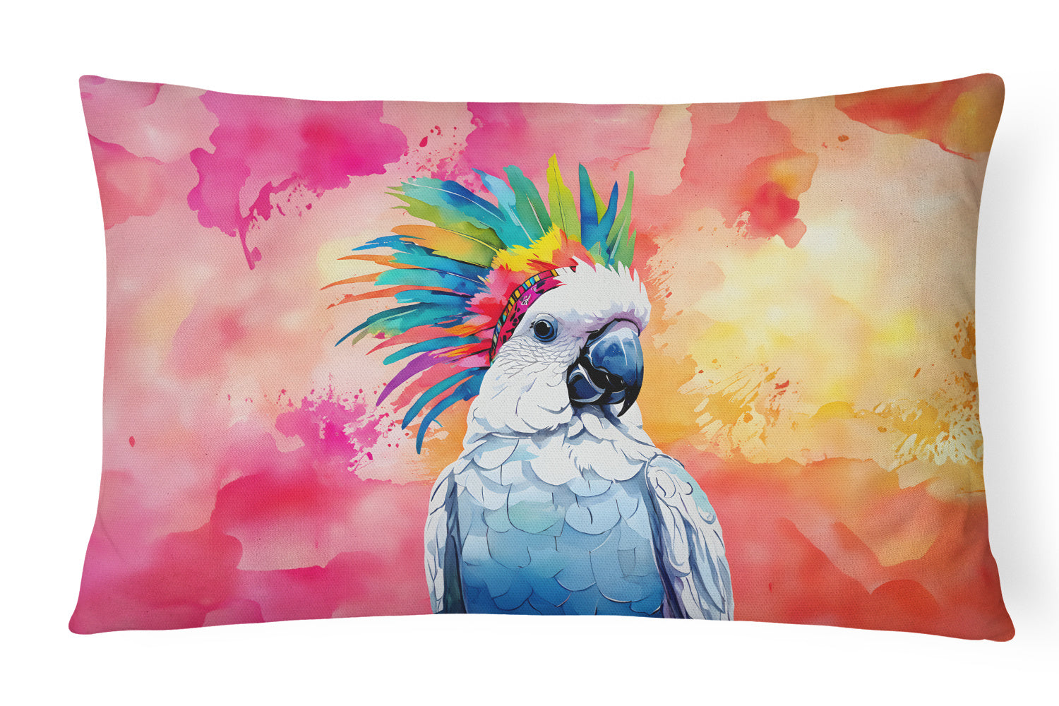 Hippie Animals Throw Pillow Throw Pillow for Indoor Couch Bed Outdoor Patio Washable, Cockatoo 3972,12Hx16W