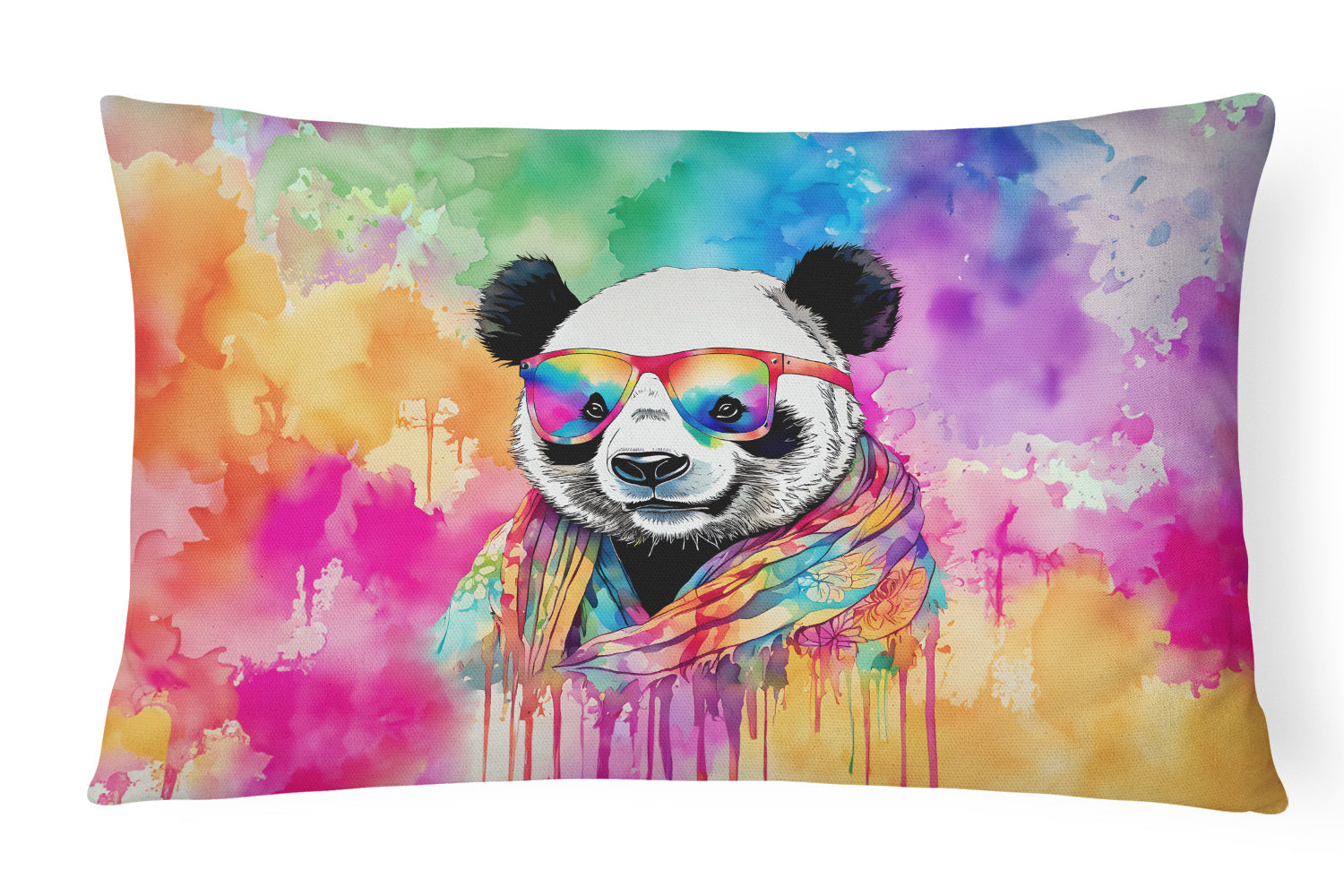 Hippie Animals Throw Pillow Throw Pillow for Indoor Couch Bed Outdoor Patio Washable, Panda 4016,12Hx16W