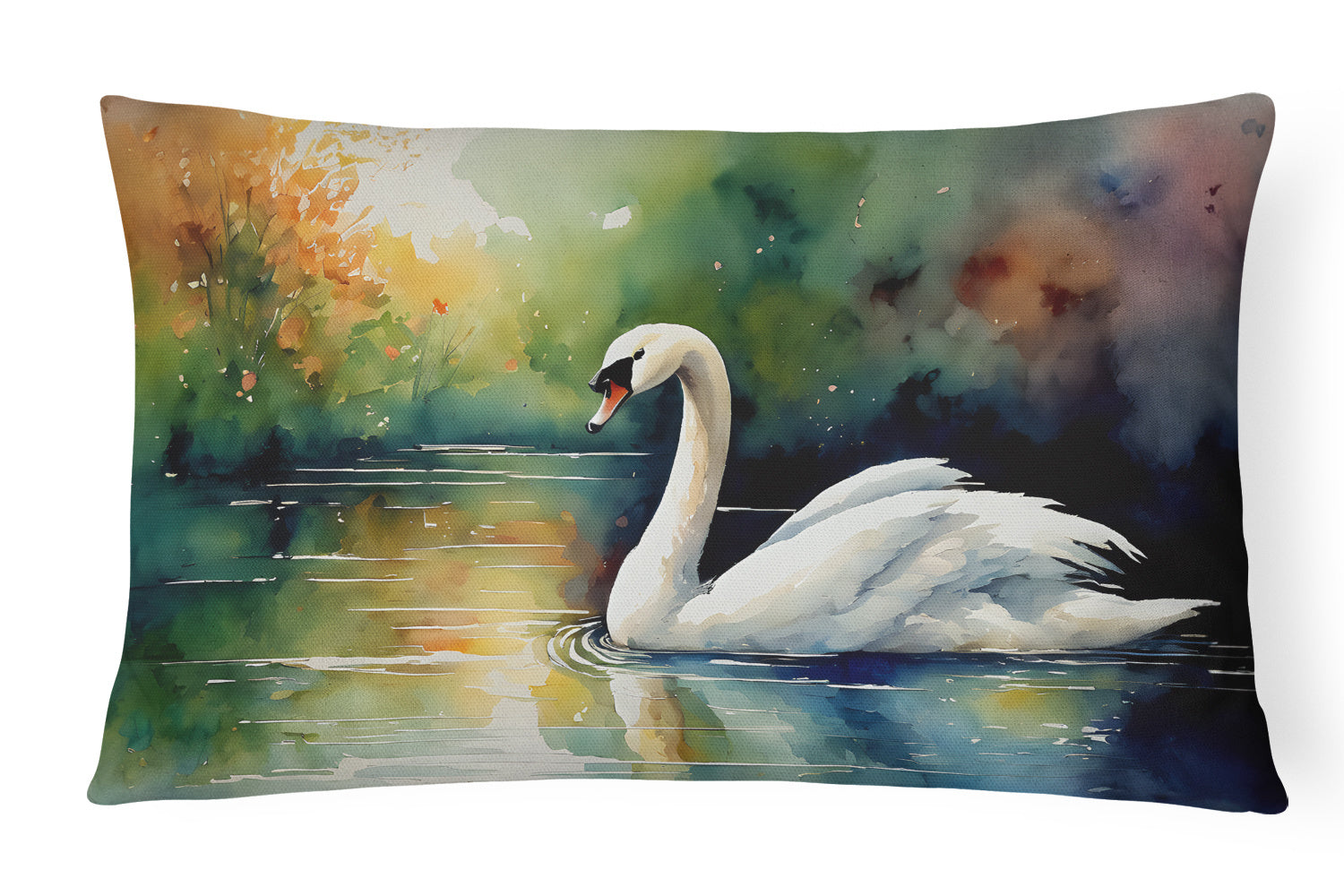 Watercolor Birds Throw Pillow Throw Pillow for Indoor Couch Bed Outdoor Patio Washable, Swan 3276,12Hx16W