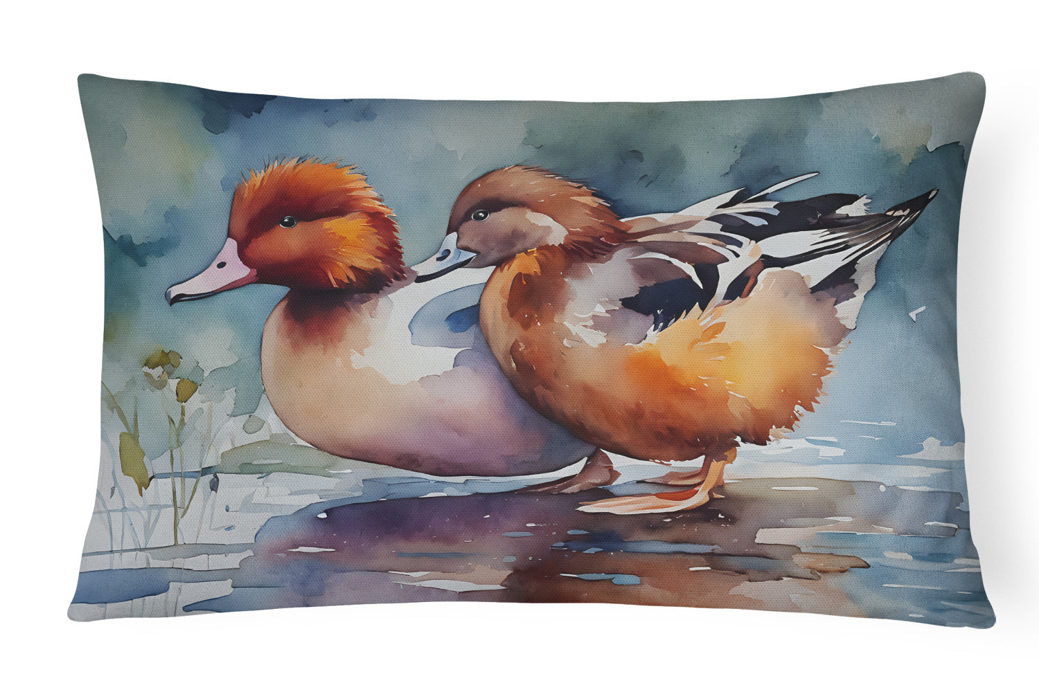 Watercolor Birds Throw Pillow Throw Pillow for Indoor Couch Bed Outdoor Patio Washable, Redhead Duck 3264,12Hx16W