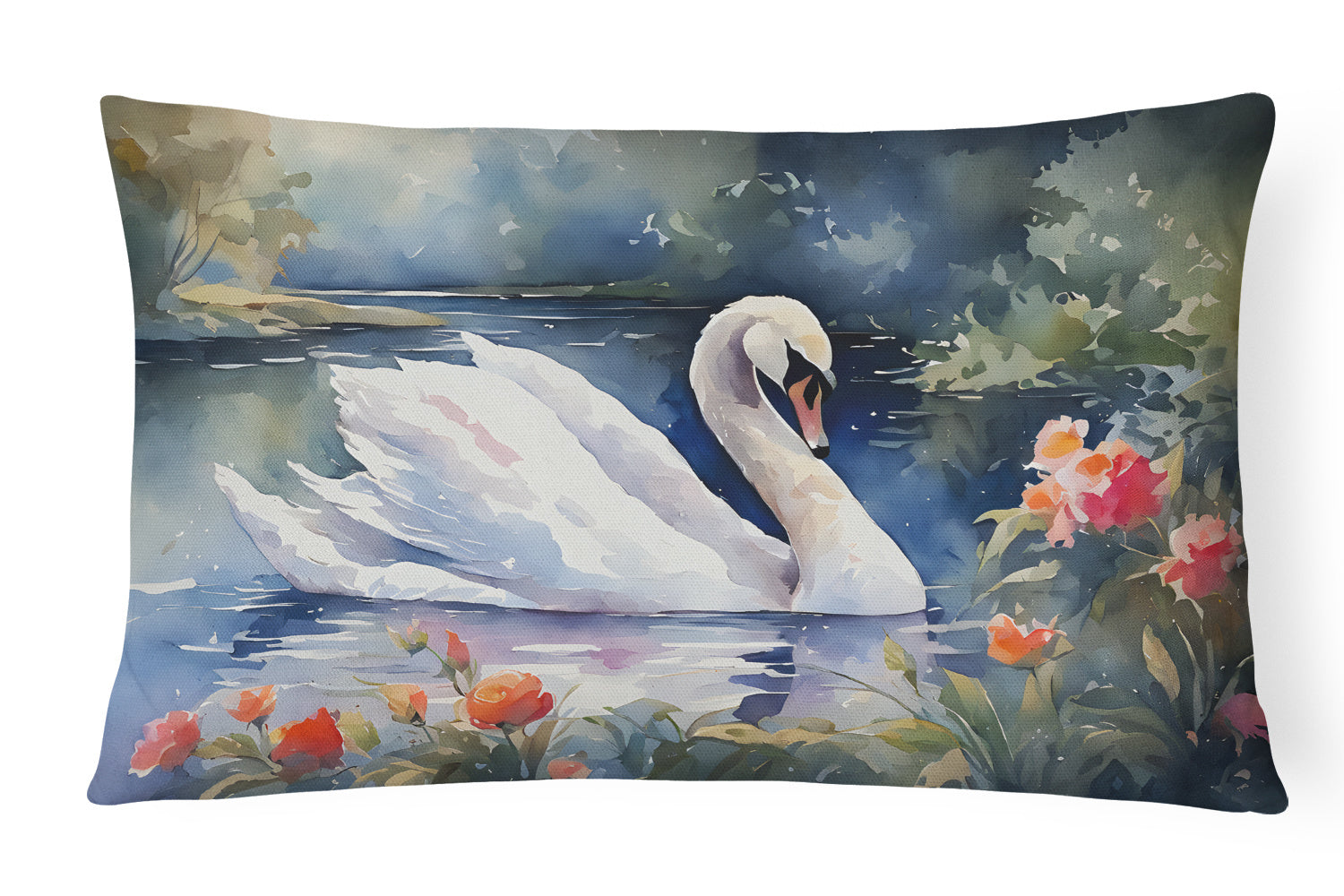 Watercolor Birds Throw Pillow Throw Pillow for Indoor Couch Bed Outdoor Patio Washable, Swan 3275,12Hx16W