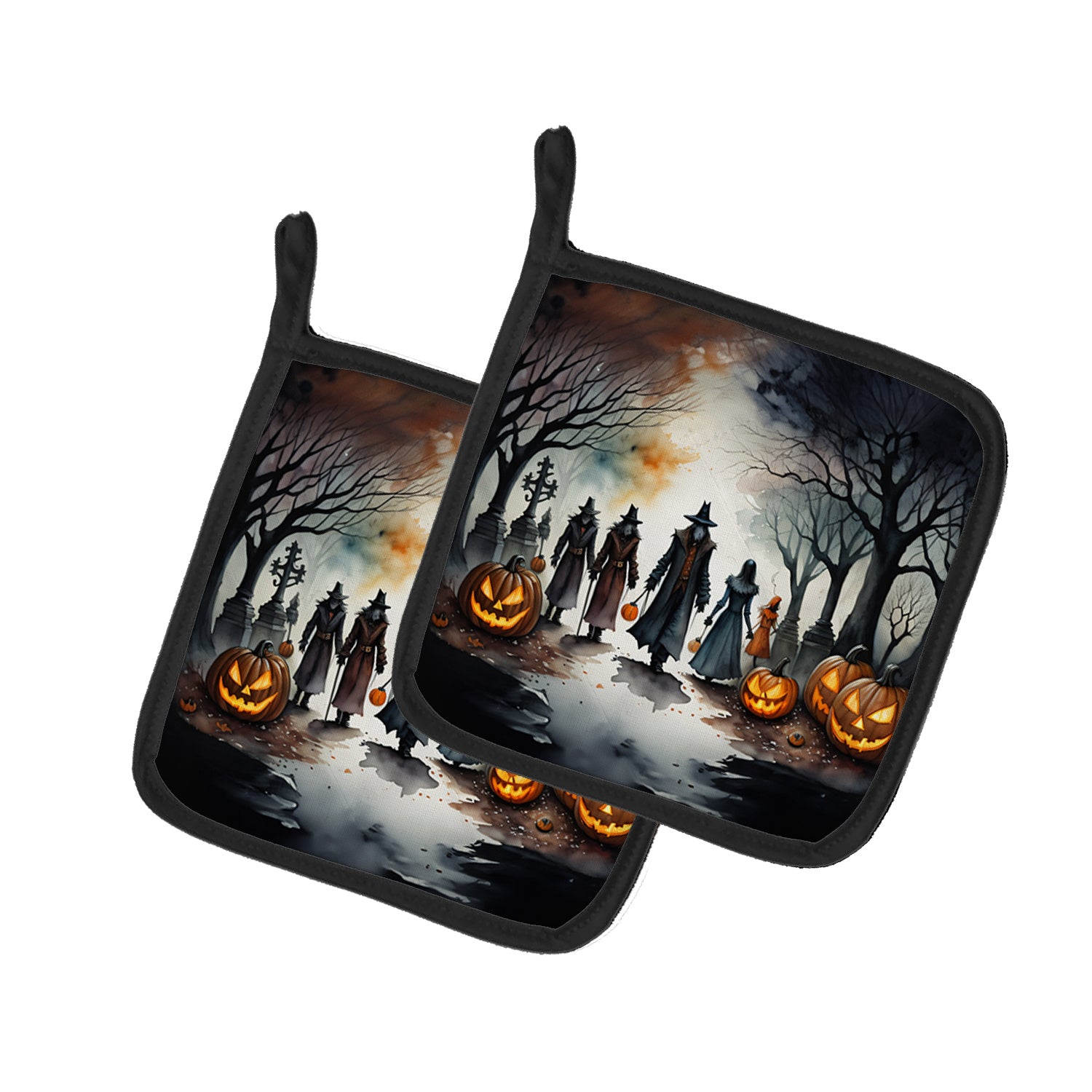 Vampires Spooky Halloween Pair of Pot Holders Kitchen Heat Resistant Pot Holders Sets Oven Hot Pads for Cooking Baking BBQ, 7 1/2 x 7 1/2