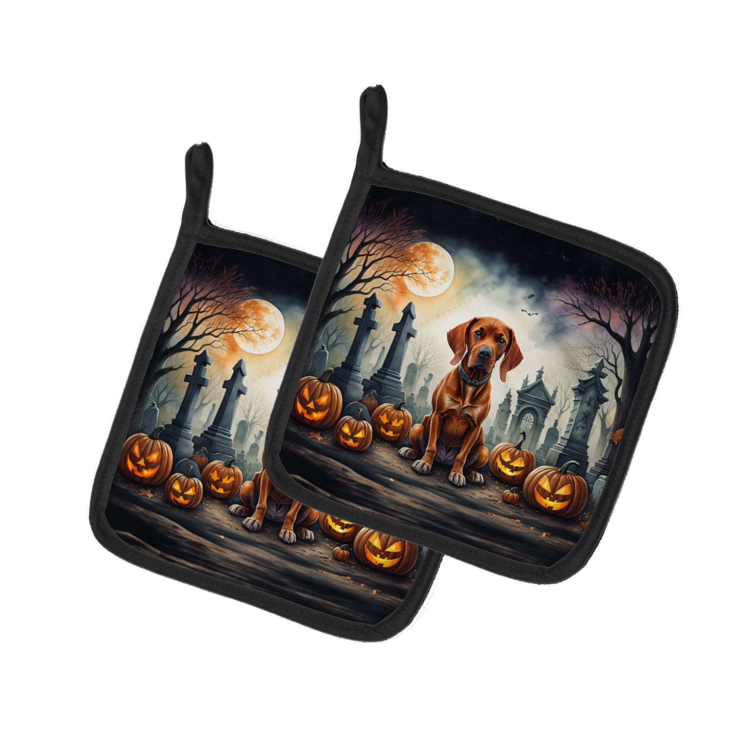 Vizsla Spooky Halloween Pair of Pot Holders Kitchen Heat Resistant Pot Holders Sets Oven Hot Pads for Cooking Baking BBQ, 7 1/2 x 7 1/2