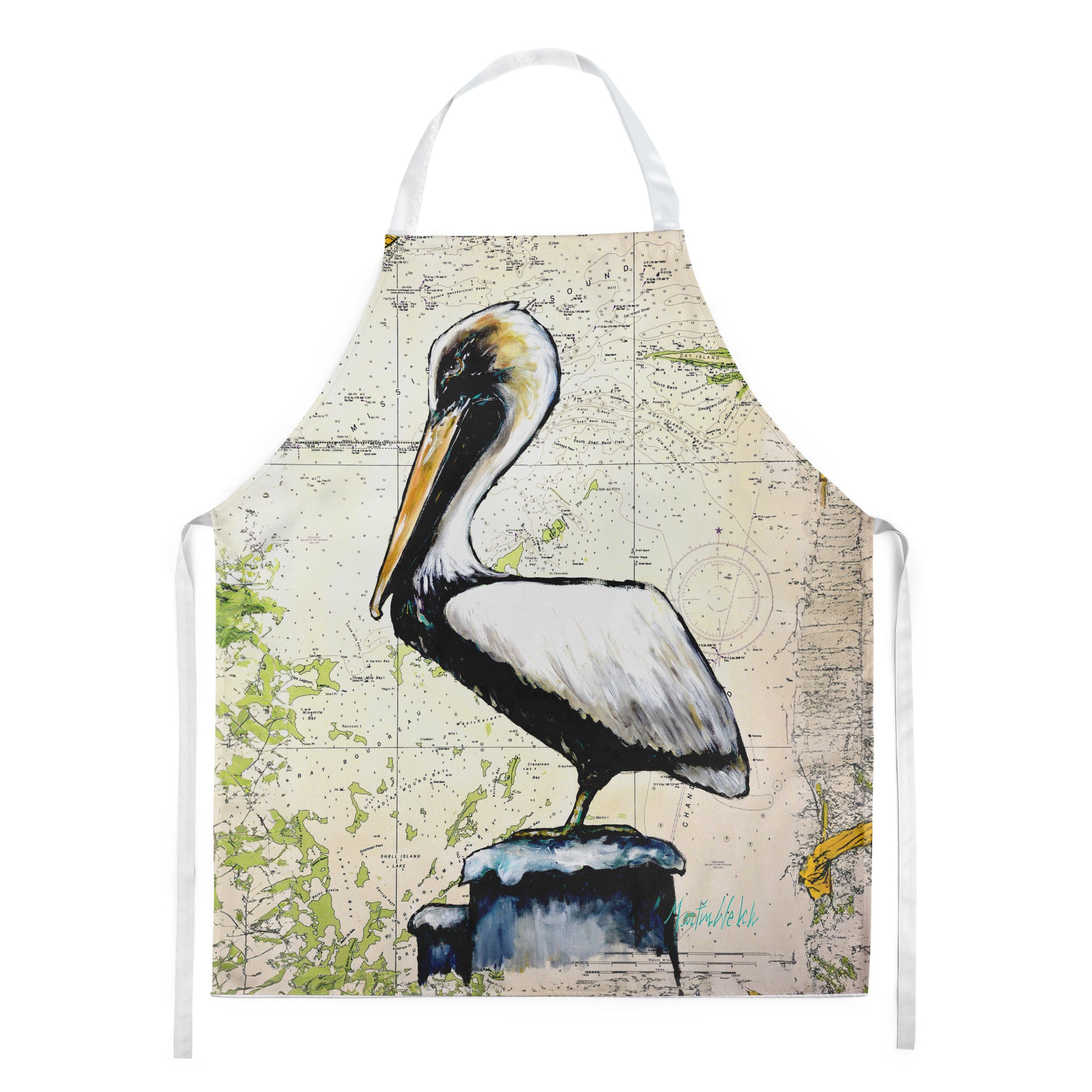 Pelican on Map Apron Cooking Kitchen Server Baking Crafts Gardening for Adult Women Men, Unisex, Large, Multicolor