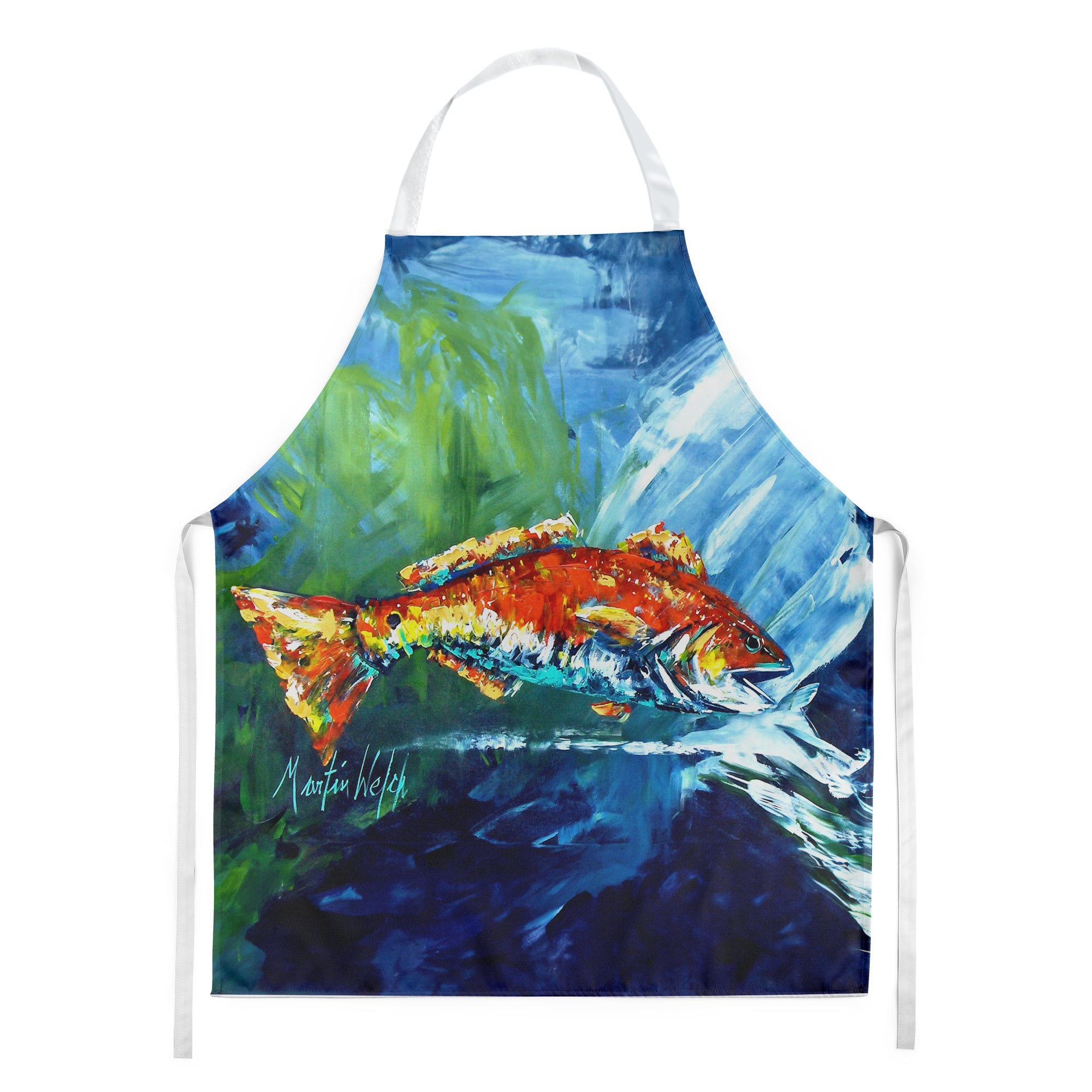 Break Through Red Fish Apron Cooking Kitchen Server Baking Crafts Gardening for Adult Women Men, Unisex, Large, Multicolor