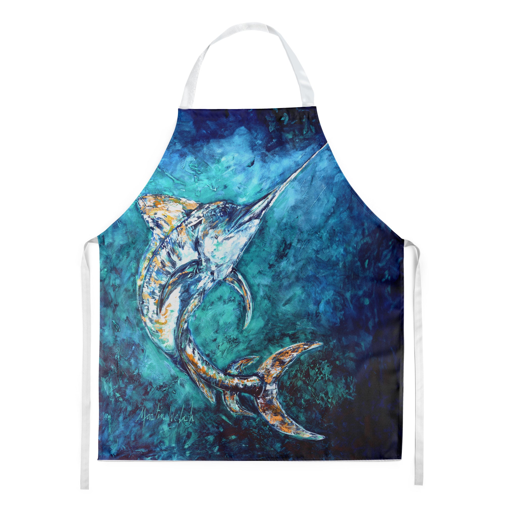 American Marlin Apron Cooking Kitchen Server Baking Crafts Gardening for Adult Women Men, Unisex, Large, Multicolor