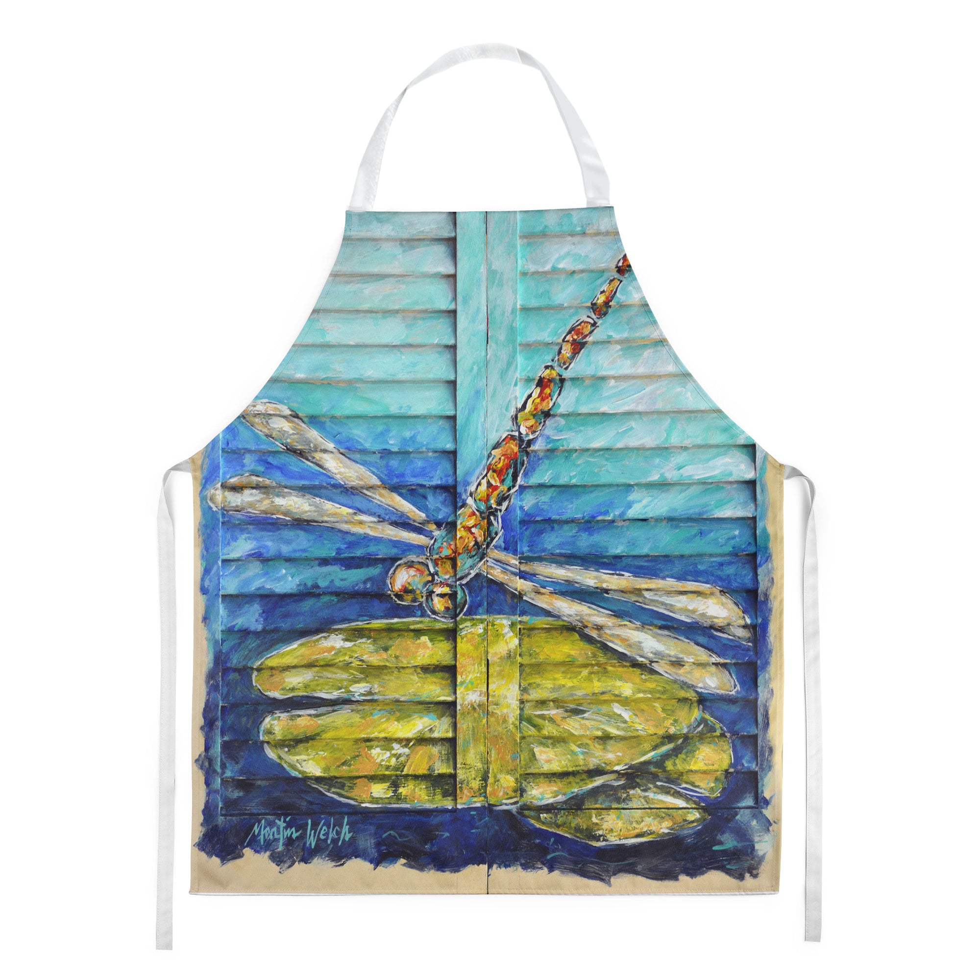 Blue Eyed Dragonfly Apron Cooking Kitchen Server Baking Crafts Gardening for Adult Women Men, Unisex, Large, Multicolor