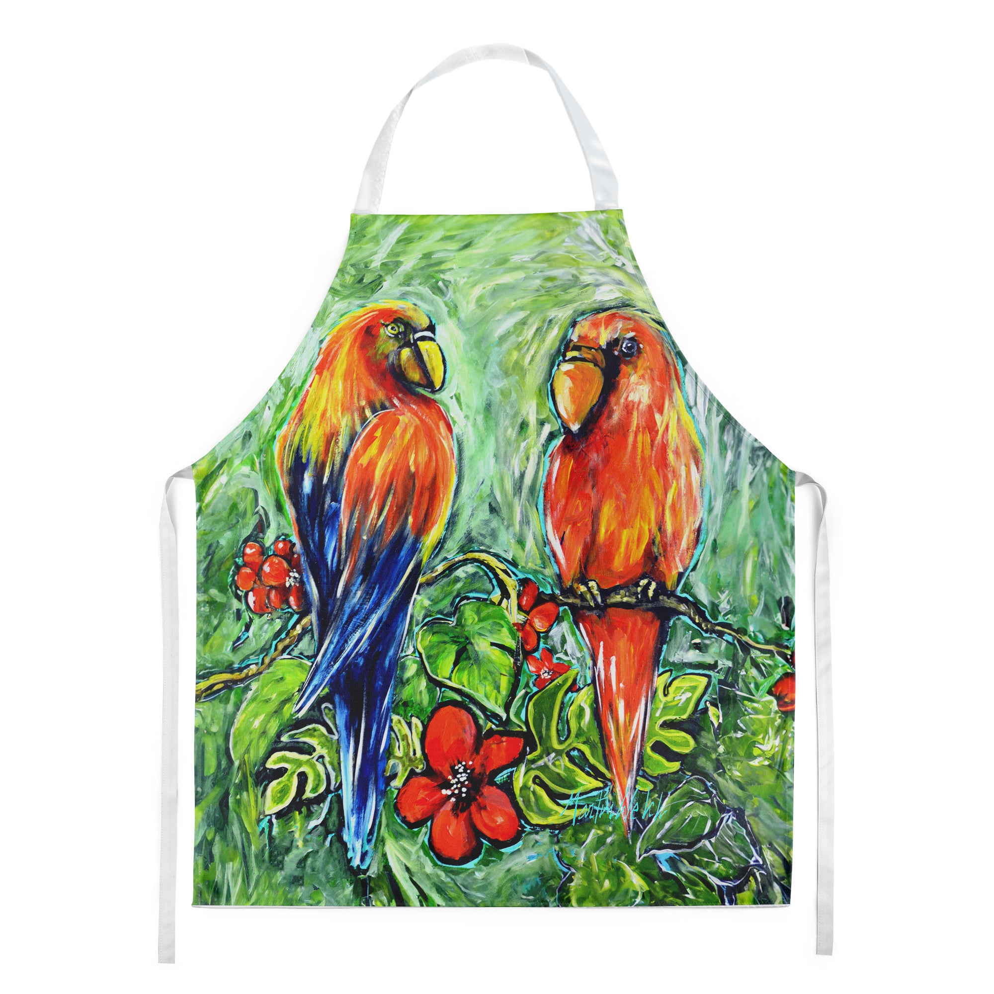 Fred and Freda Parrots Apron Cooking Kitchen Server Baking Crafts Gardening for Adult Women Men, Unisex, Large, Multicolor