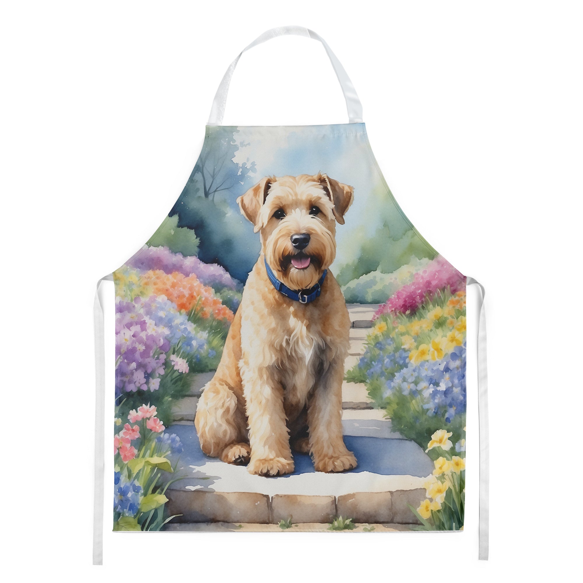 Wheaten Terrier Spring Path Apron Cooking Kitchen Server Baking Crafts Gardening for Adult Women Men, Unisex, Large, Multicolor