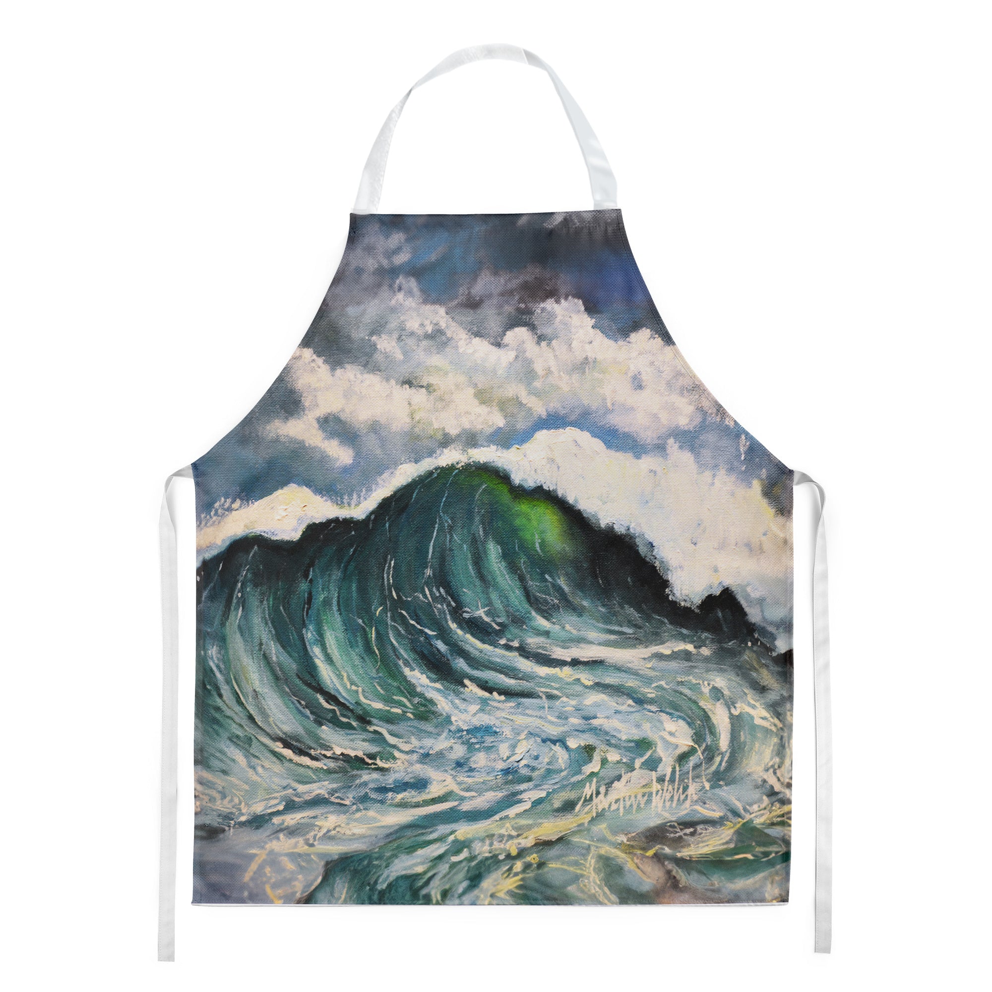 Big Blue Wave Apron Cooking Kitchen Server Baking Crafts Gardening for Adult Women Men, Unisex, Large, Multicolor