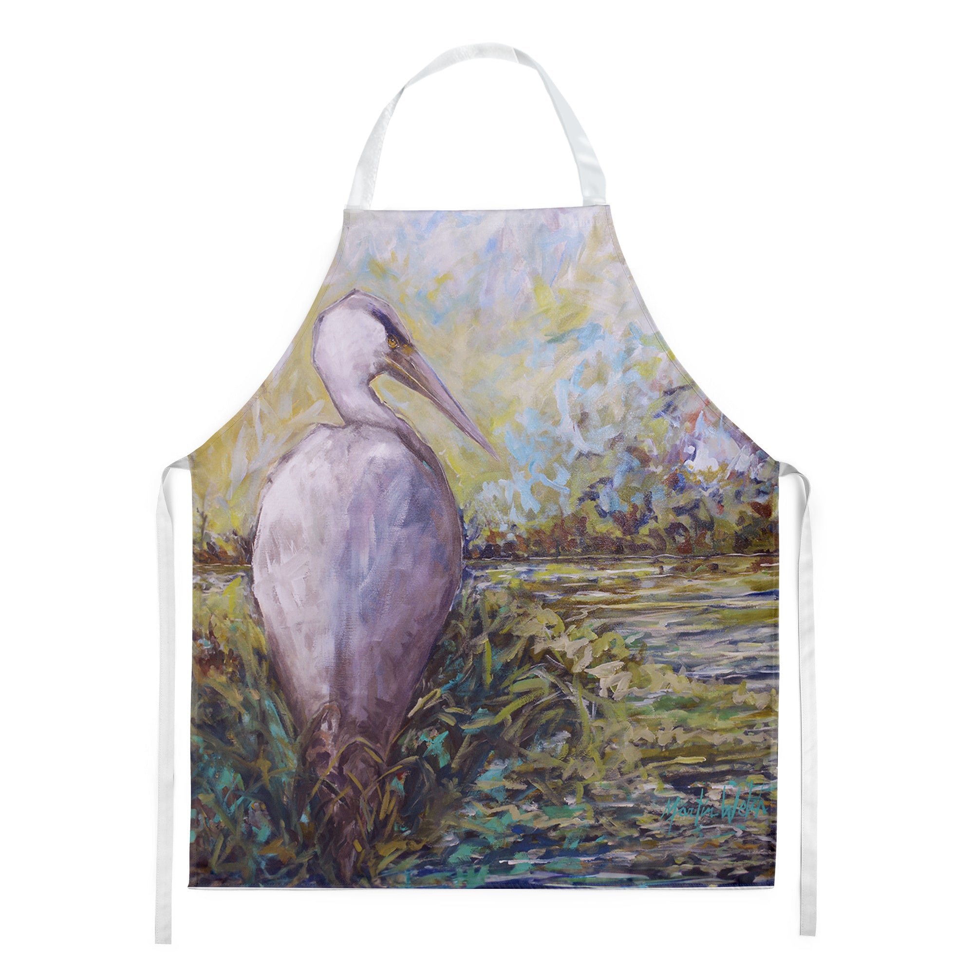 Heron in the Swamp Apron Cooking Kitchen Server Baking Crafts Gardening for Adult Women Men, Unisex, Large, Multicolor