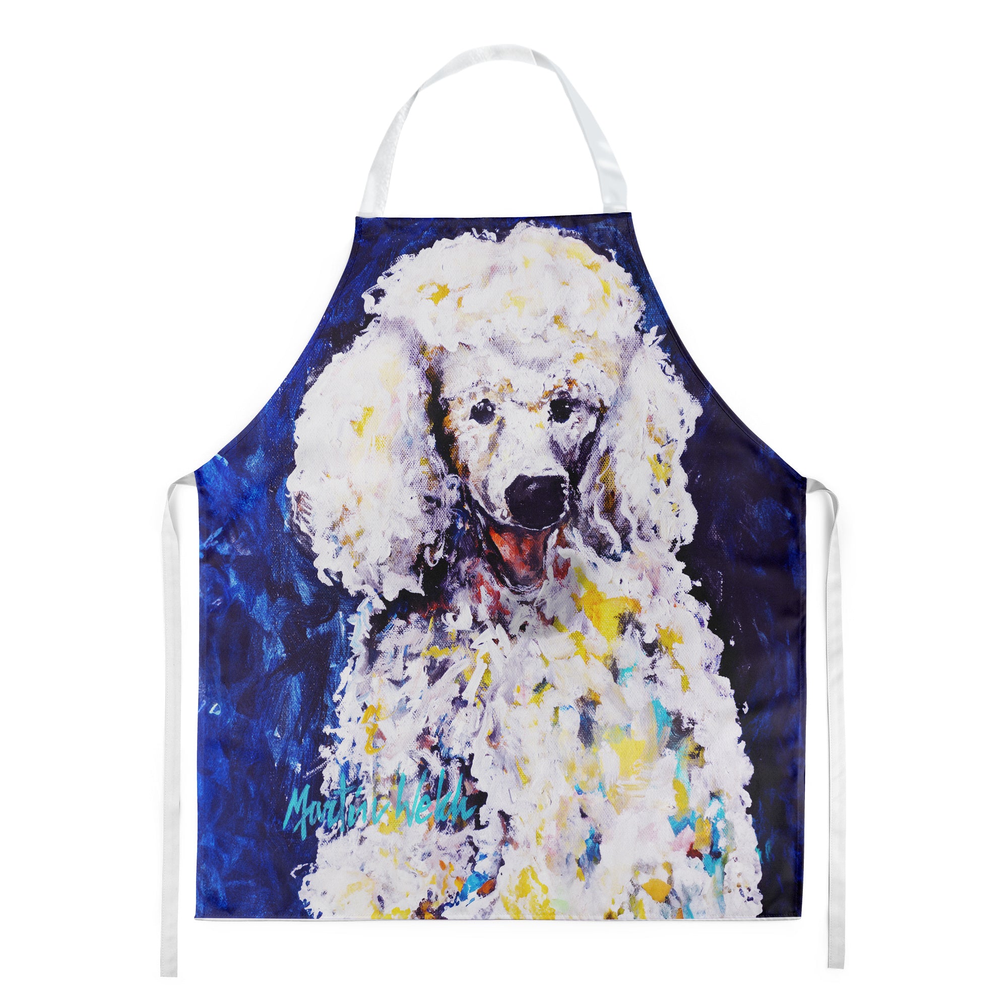 Louie White Poodle Apron Cooking Kitchen Server Baking Crafts Gardening for Adult Women Men, Unisex, Large, Multicolor