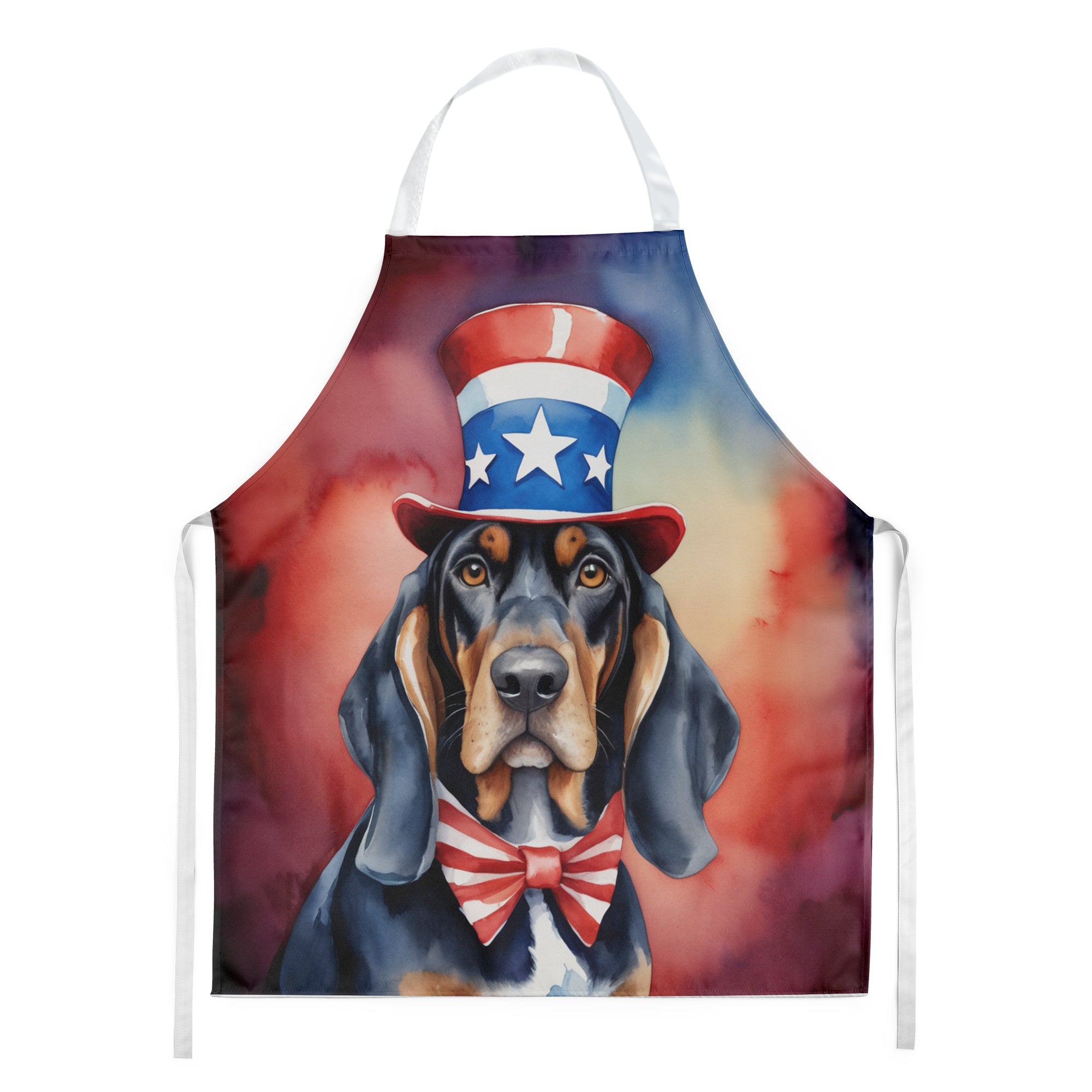 Black and Tan Coonhound Patriotic American Apron Cooking Kitchen Server Baking Crafts Gardening for Adult Women Men, Unisex, Large, Multicolor