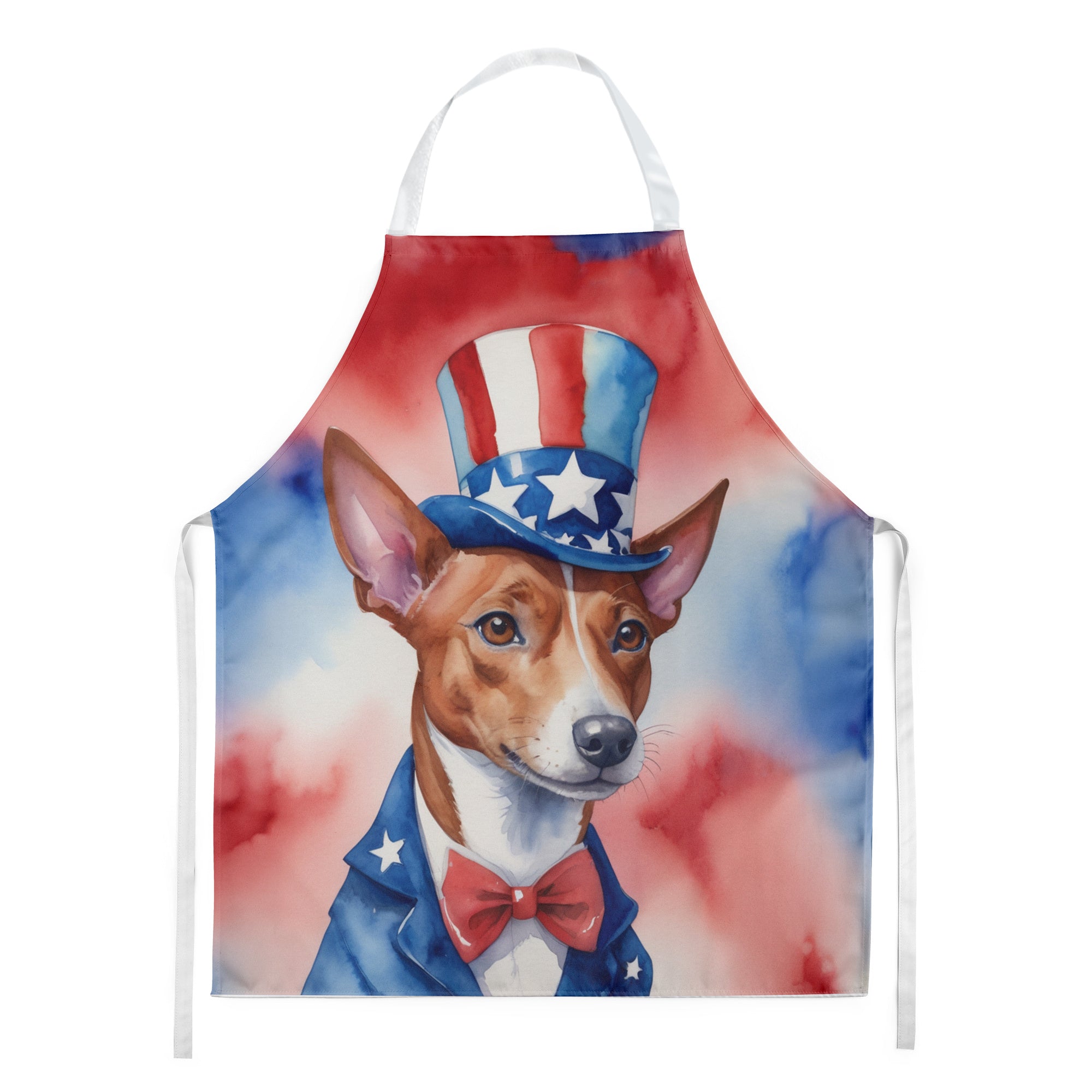 Basenji Patriotic American Apron Cooking Kitchen Server Baking Crafts Gardening for Adult Women Men, Unisex, Large, Multicolor