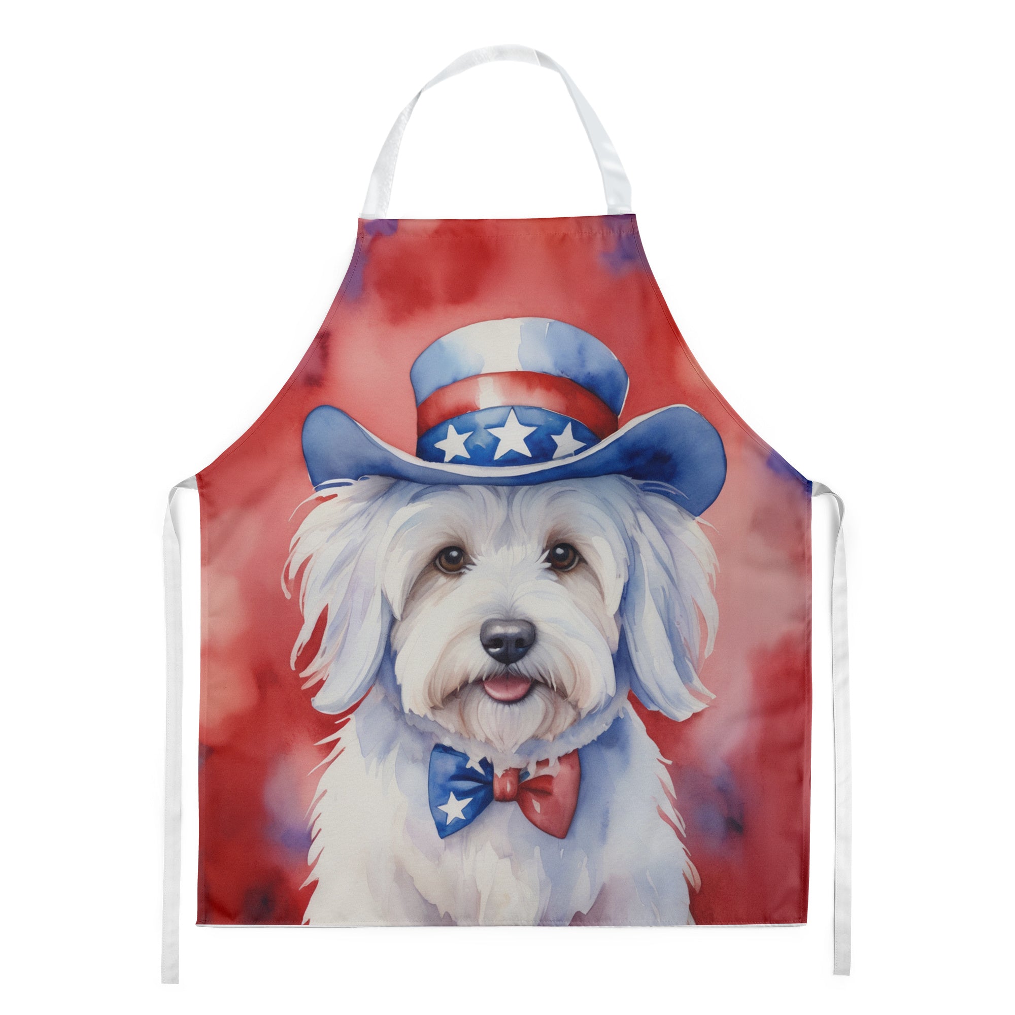 Coton de Tulear Patriotic American Apron Cooking Kitchen Server Baking Crafts Gardening for Adult Women Men, Unisex, Large, Multicolor