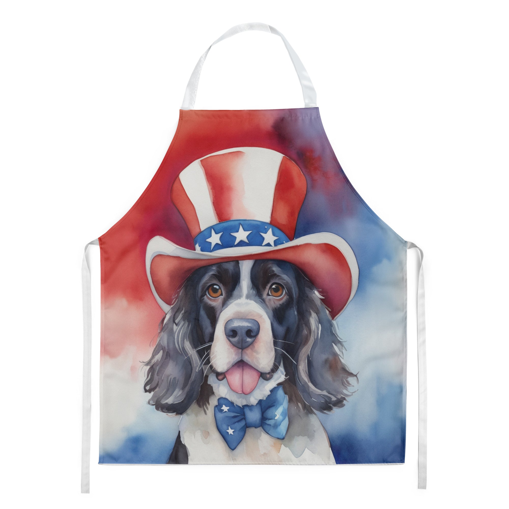 English Springer Spaniel Patriotic American Apron Cooking Kitchen Server Baking Crafts Gardening for Adult Women Men, Unisex, Large, Multicolor