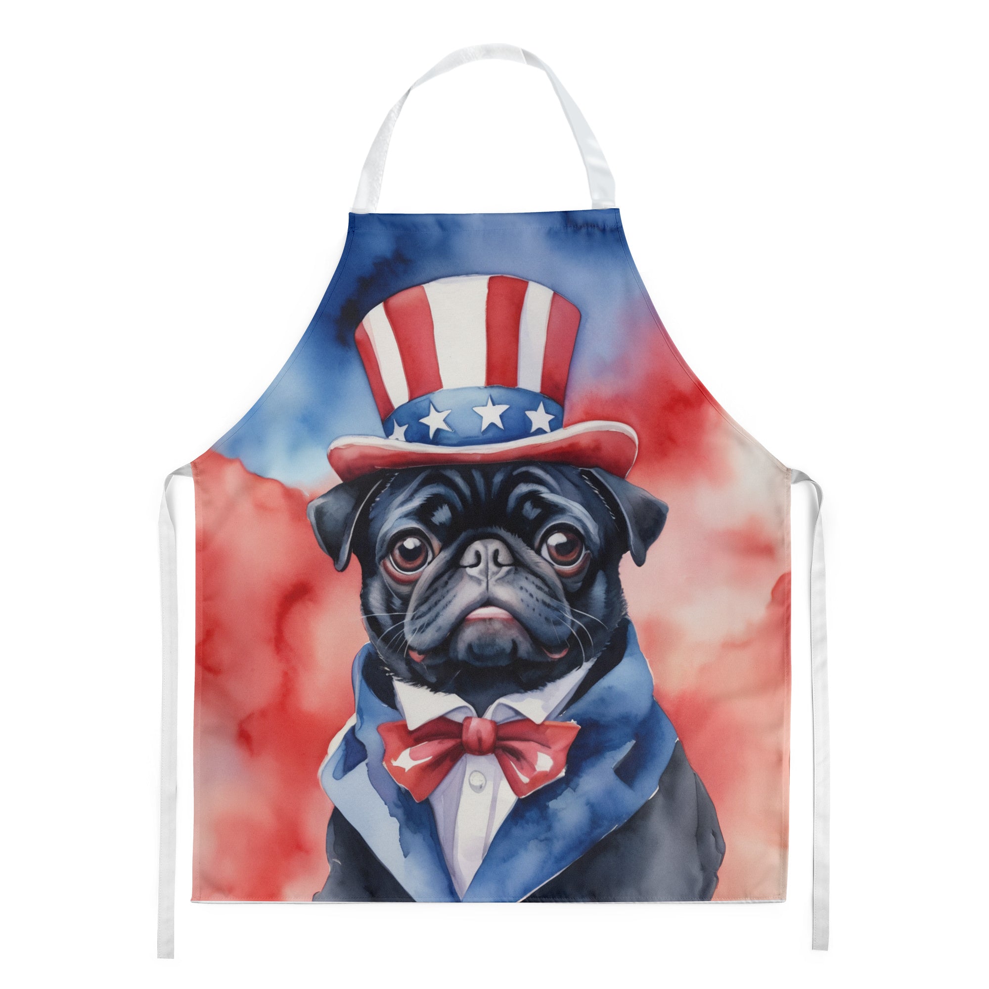 Pug Patriotic American Apron Cooking Kitchen Server Baking Crafts Gardening for Adult Women Men, Unisex, Large, Multicolor