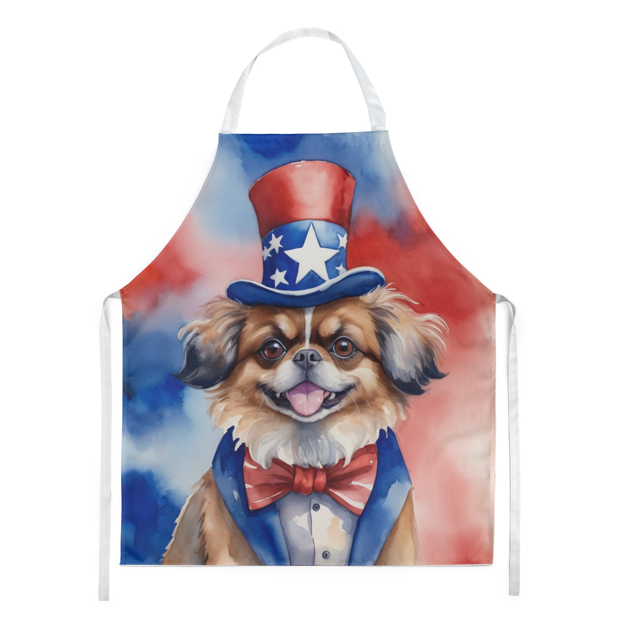 Tibetan Spaniel Patriotic American Apron Cooking Kitchen Server Baking Crafts Gardening for Adult Women Men, Unisex, Large, Multicolor