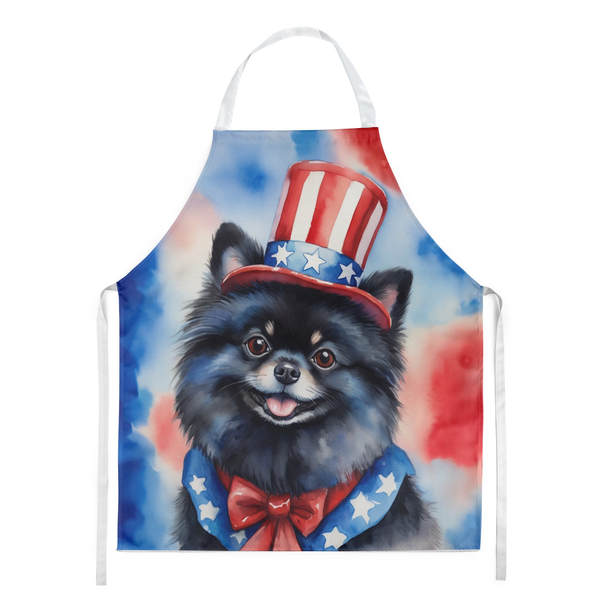 Pomeranian Patriotic American Apron Cooking Kitchen Server Baking Crafts Gardening for Adult Women Men, Unisex, Large, Multicolor