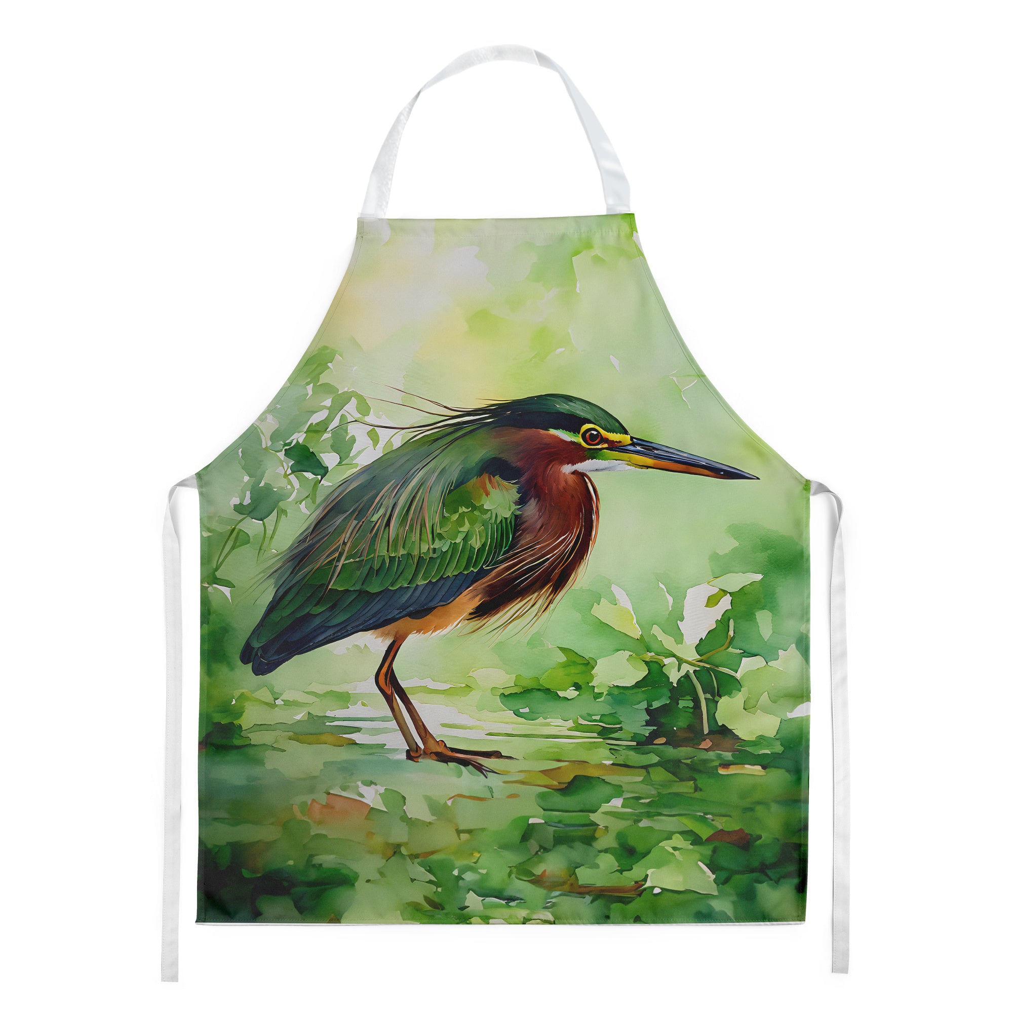 Green Heron Apron Cooking Kitchen Server Baking Crafts Gardening for Adult Women Men, Unisex, Large, Multicolor