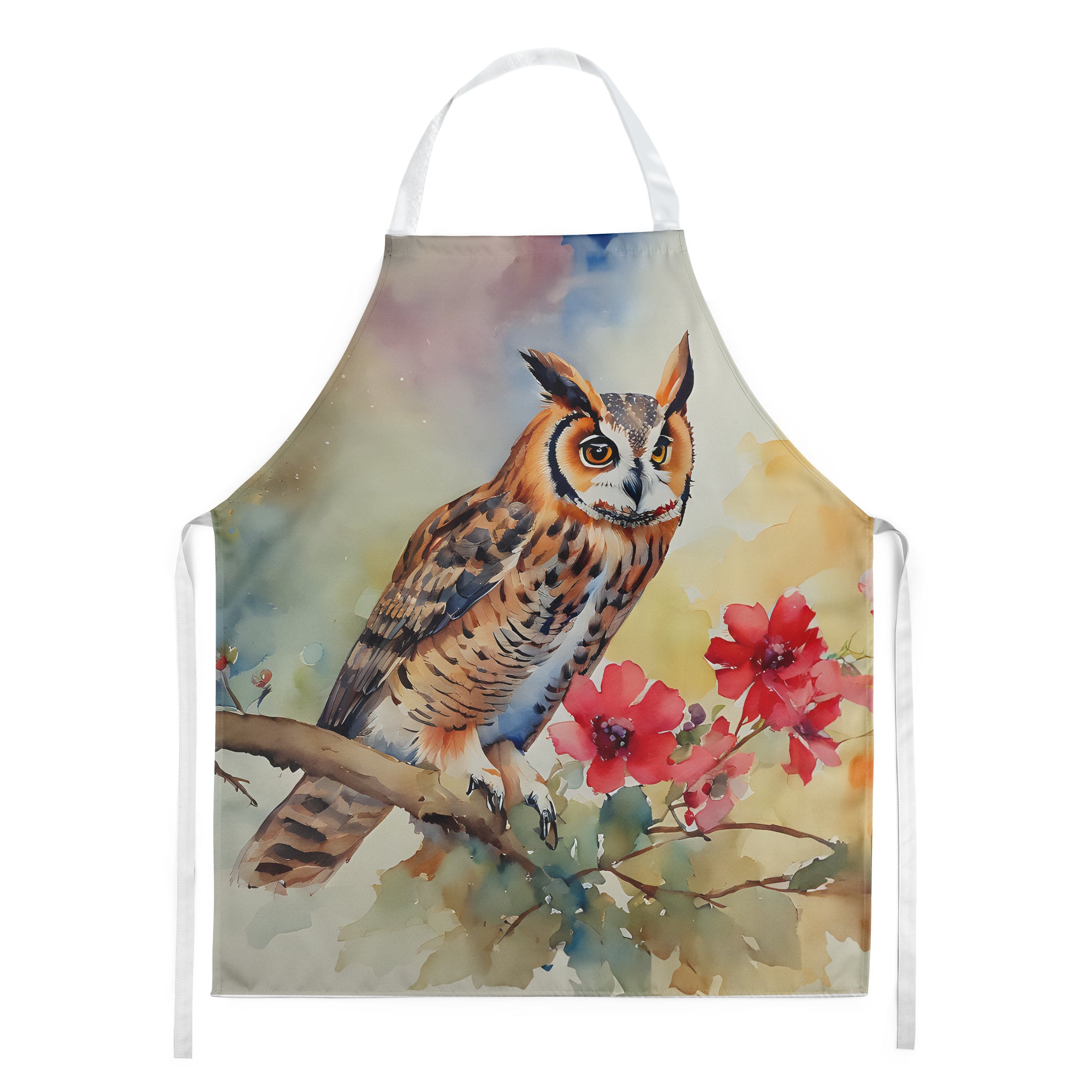 Long-Eared Owl Apron Cooking Kitchen Server Baking Crafts Gardening for Adult Women Men, Unisex, Large, Multicolor