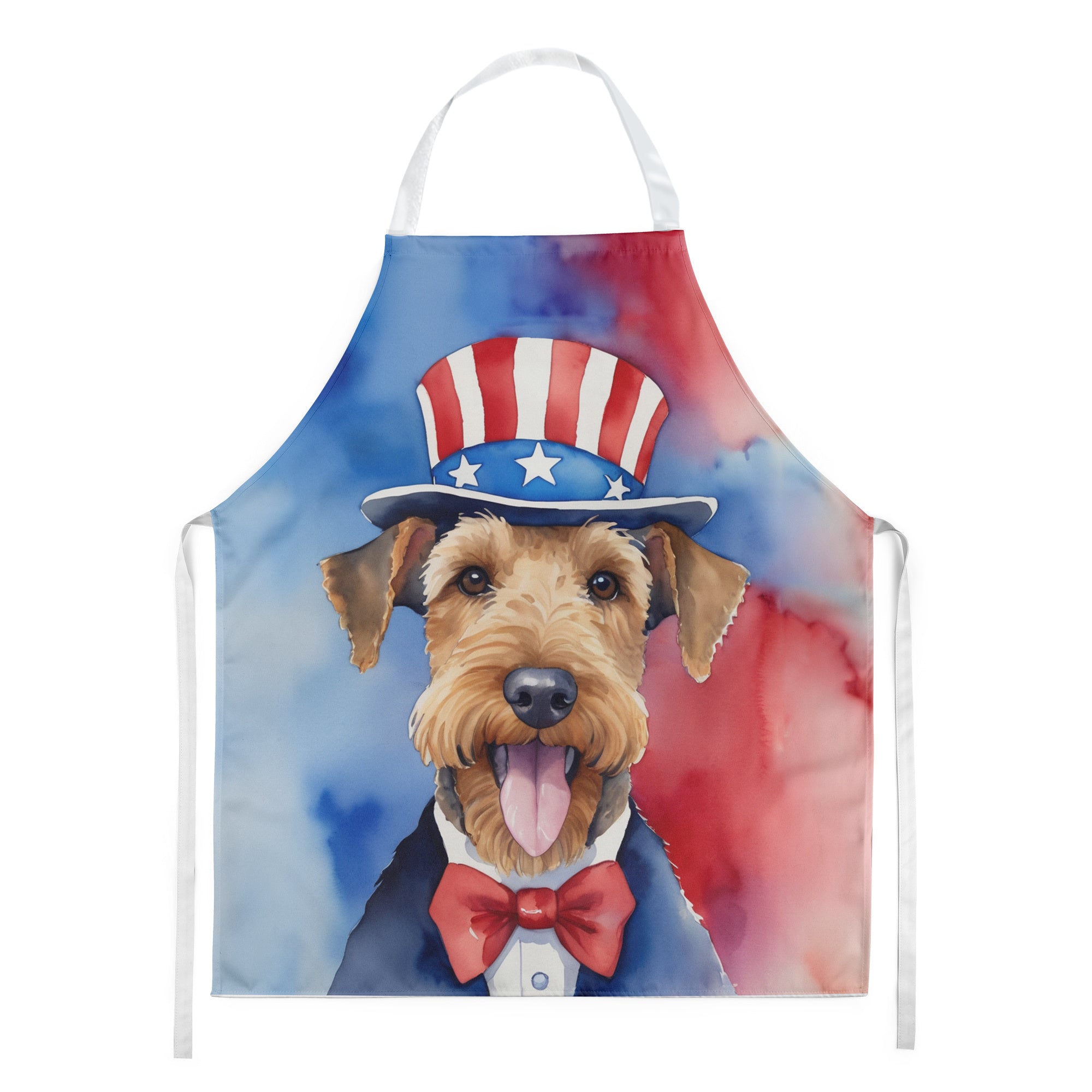 Airedale Terrier Patriotic American Apron Cooking Kitchen Server Baking Crafts Gardening for Adult Women Men, Unisex, Large, Multicolor