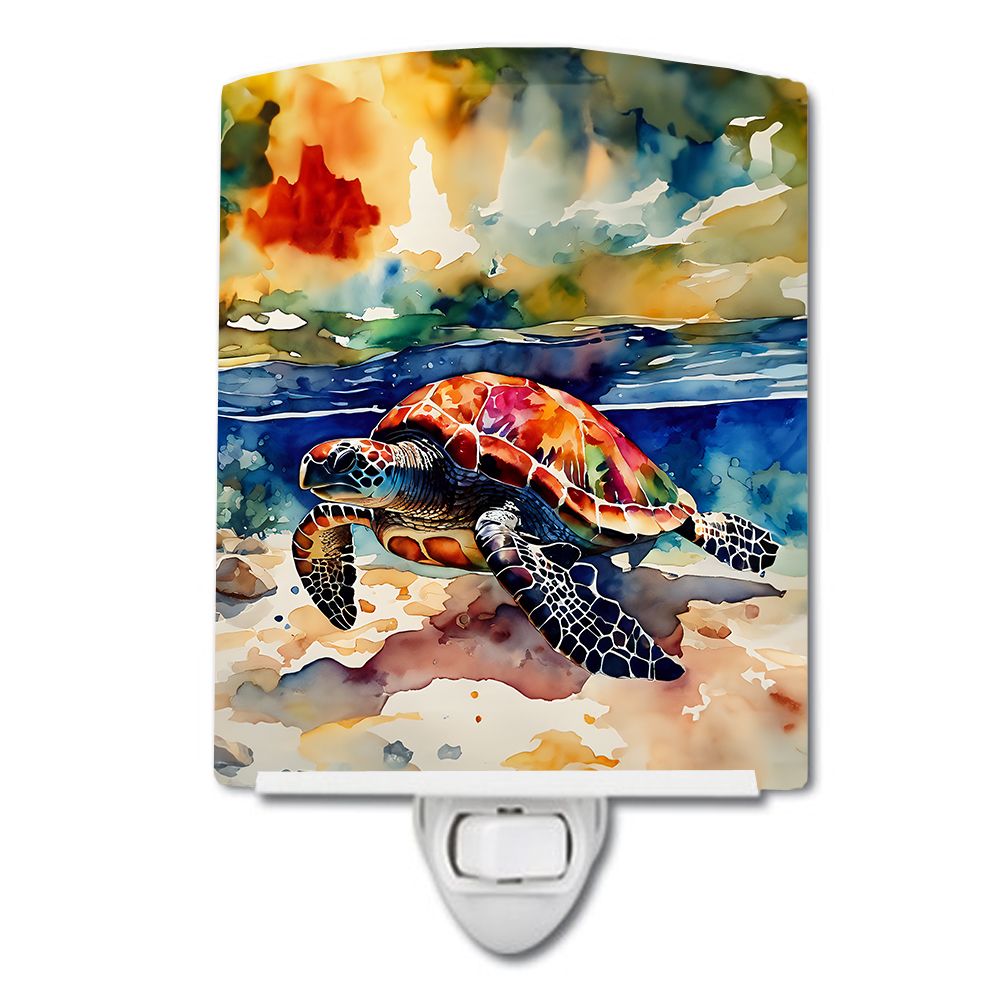 NEW Loggerhead Sea Turtle Ceramic Night Light Compact, UL-Certified, Ideal for Bedroom, Bathroom, Nursery, Hallway, Kitchen, 6x4x3, Multicolor