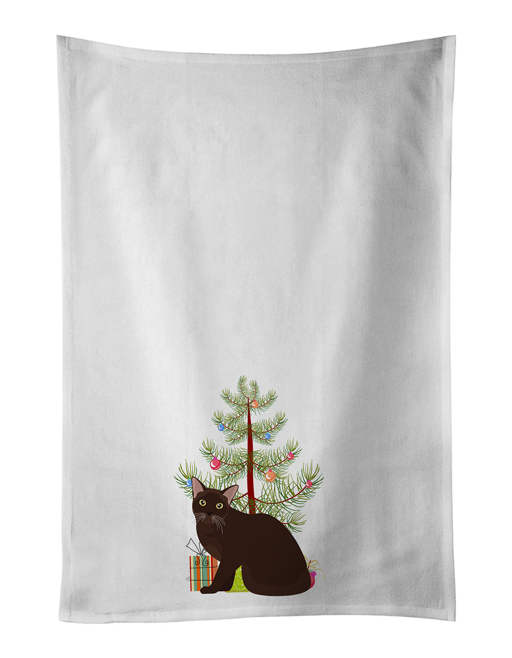 NEW Burmese Cat Christmas Kitchen Towel Set of 2 White Dish Towels Decorative Bathroom Hand towel for Hand, Face, Hair, Yoga, Tea, Dishcloth, 19 X 28", White