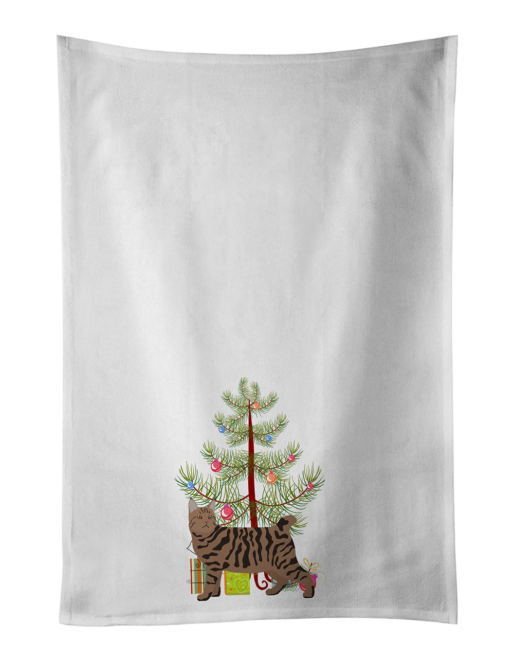 NEW Pixie Bob Cat Christmas Kitchen Towel Set of 2 White Dish Towels Decorative Bathroom Hand towel for Hand, Face, Hair, Yoga, Tea, Dishcloth, 19 X 28", White