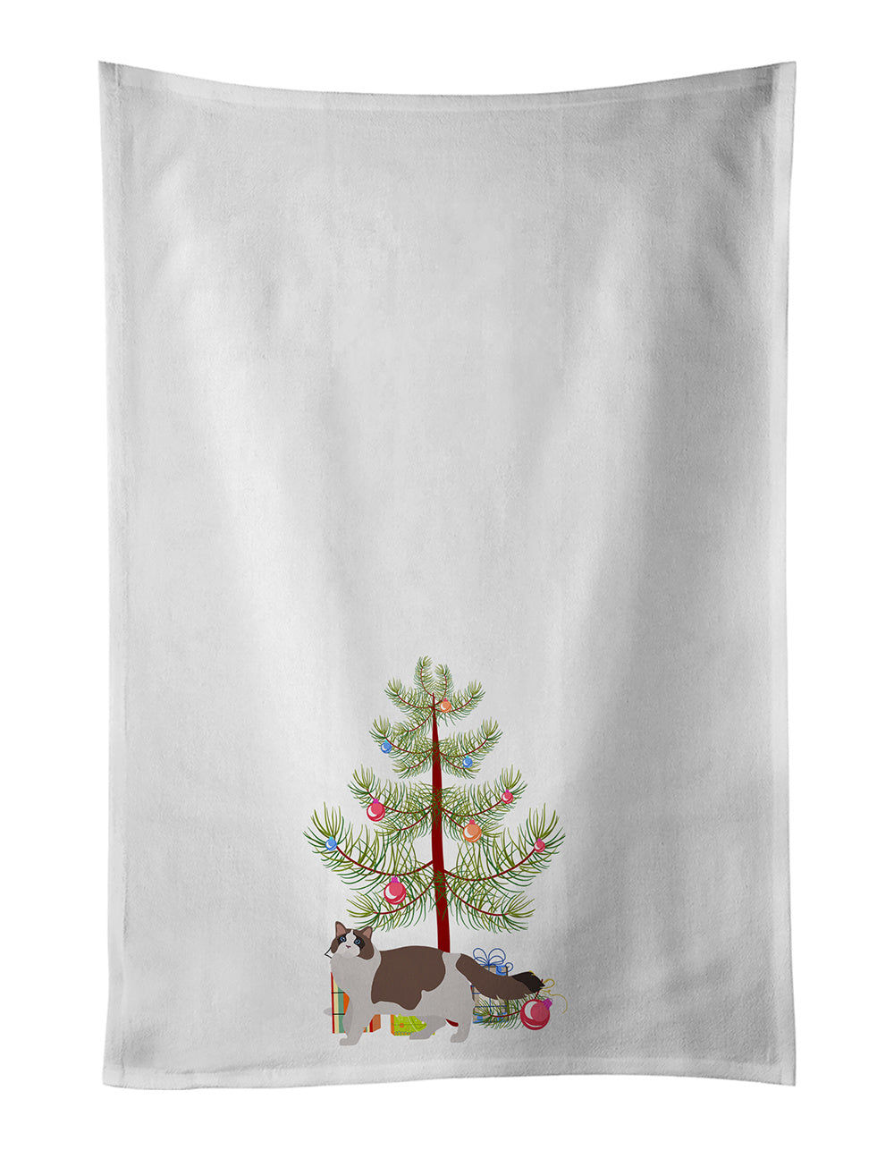 NEW Ragdoll Cat Christmas Kitchen Towel Set of 2 White Dish Towels Decorative Bathroom Hand towel for Hand, Face, Hair, Yoga, Tea, Dishcloth, 19 X 28", White