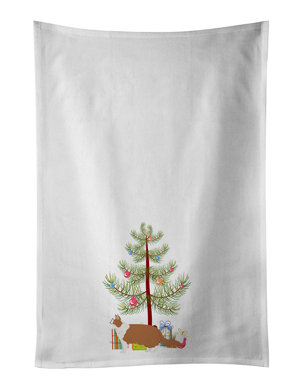 NEW Norwegian Forest Cat Christmas Kitchen Towel Set of 2 White Dish Towels Decorative Bathroom Hand towel for Hand, Face, Hair, Yoga, Tea, Dishcloth, 19 X 28", White