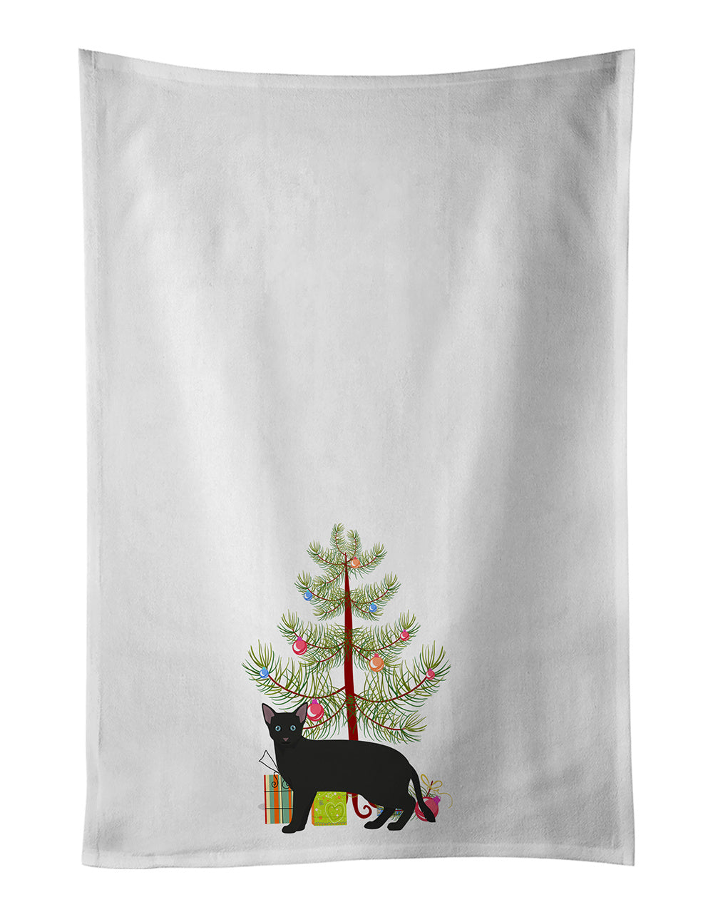 NEW Russian White Black Cat Christmas Kitchen Towel Set of 2 White Dish Towels Decorative Bathroom Hand towel for Hand, Face, Hair, Yoga, Tea, Dishcloth, 19 X 28", White