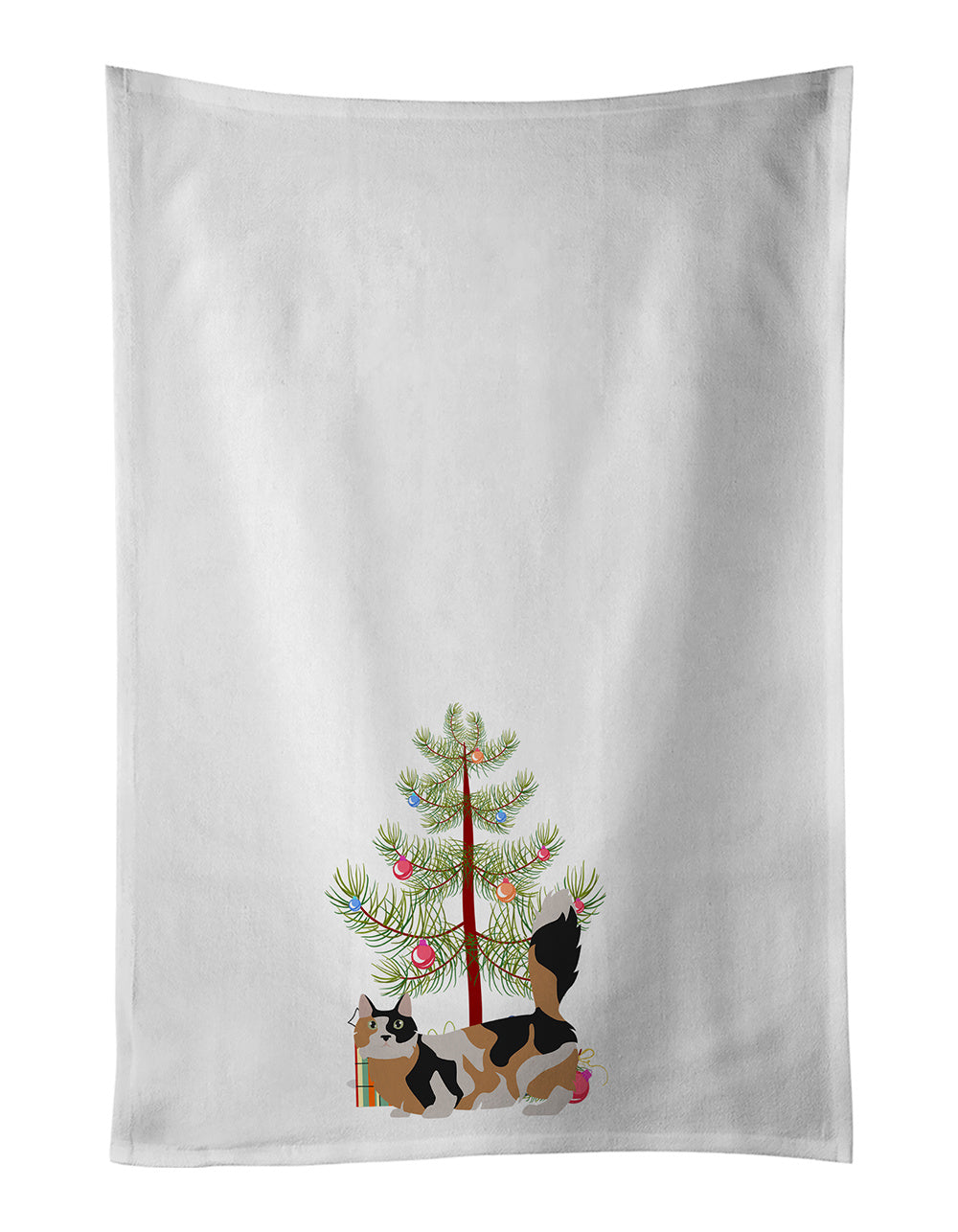 NEW Munchkin Cat Christmas Kitchen Towel Set of 2 White Dish Towels Decorative Bathroom Hand towel for Hand, Face, Hair, Yoga, Tea, Dishcloth, 19 X 28", White