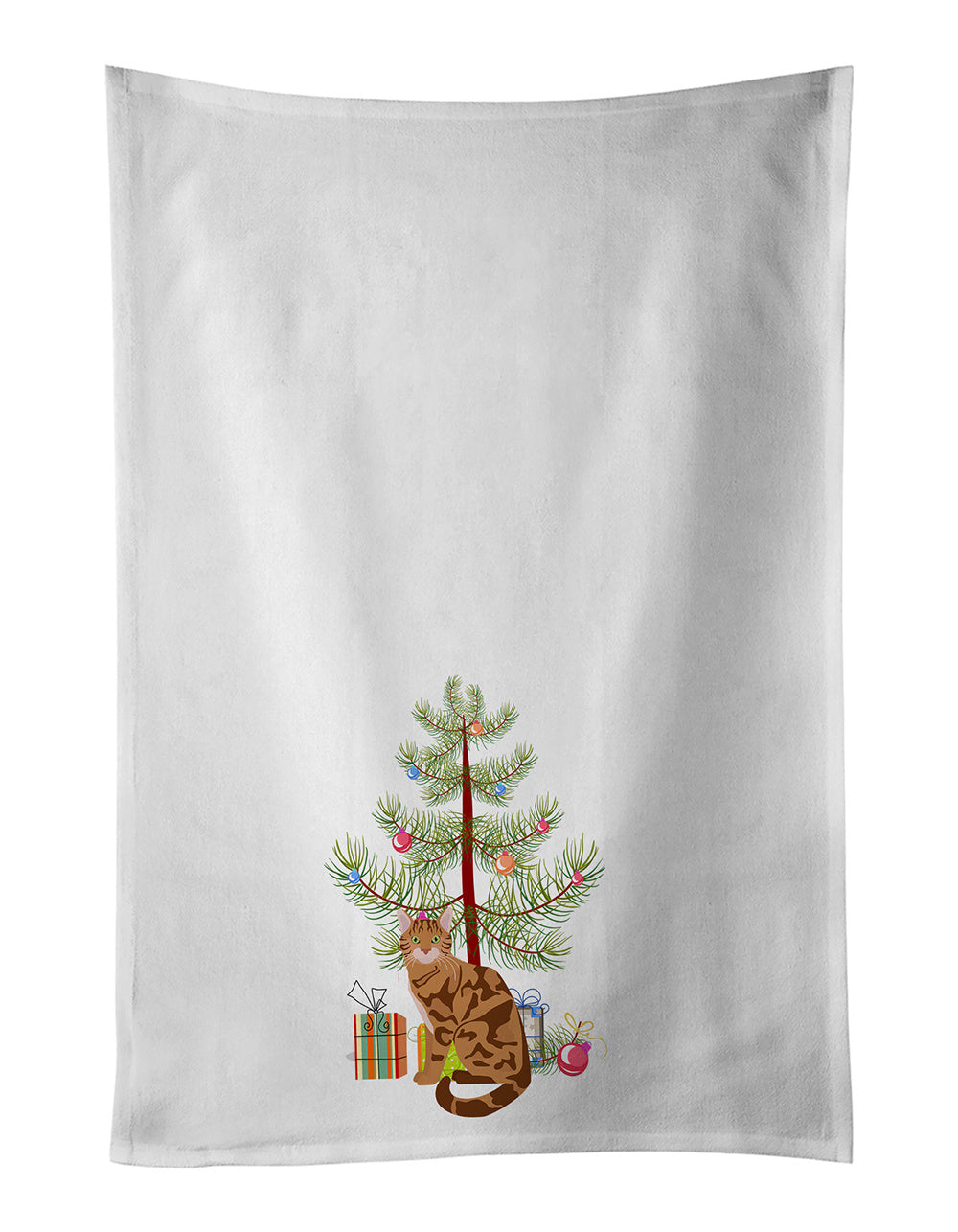 NEW Bengal Cat Christmas Kitchen Towel Set of 2 White Dish Towels Decorative Bathroom Hand towel for Hand, Face, Hair, Yoga, Tea, Dishcloth, 19 X 28", White