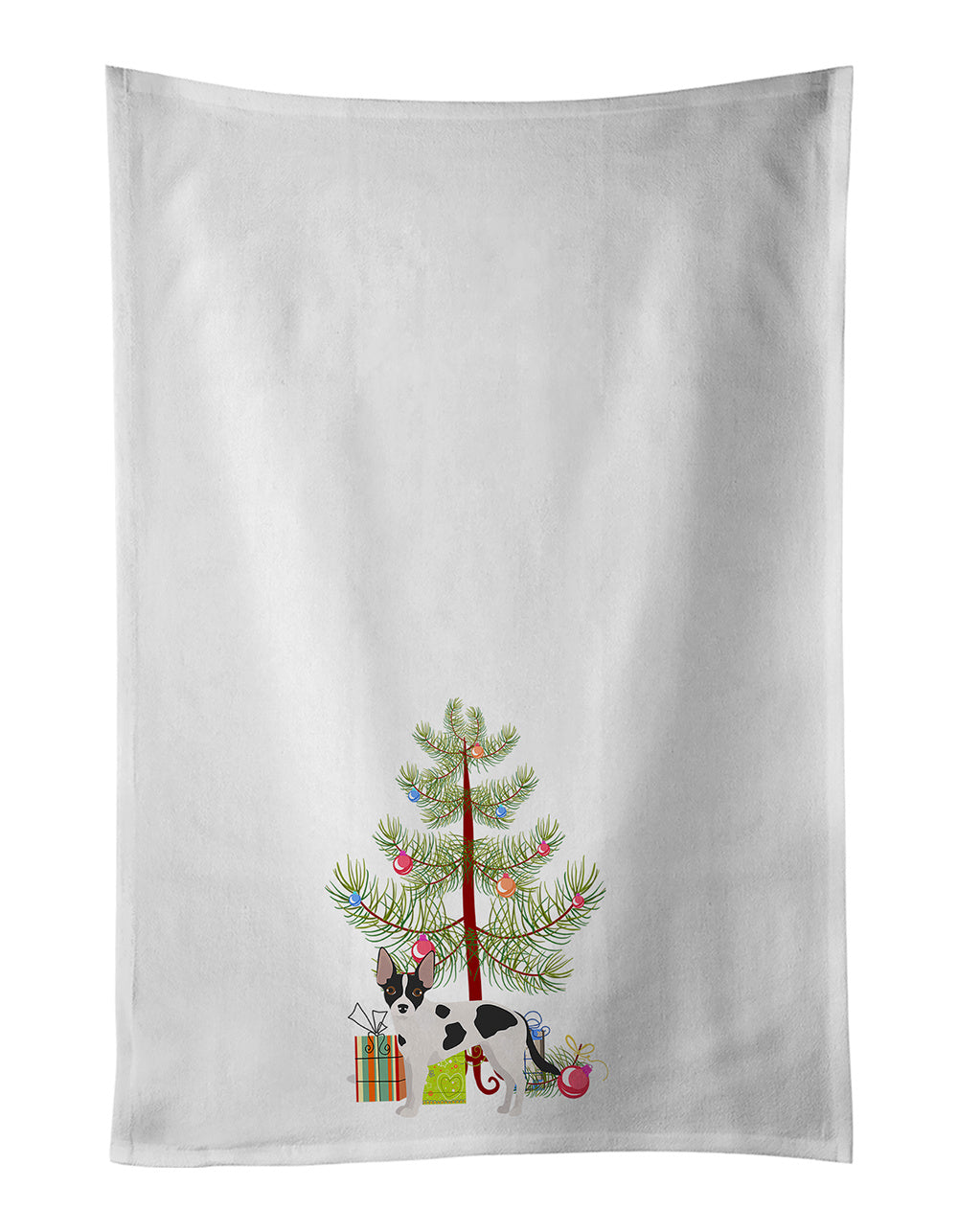 NEW Jackhuahua Christmas Tree Kitchen Towel Set of 2 White Dish Towels Decorative Bathroom Hand towel for Hand, Face, Hair, Yoga, Tea, Dishcloth, 19 X 28", White