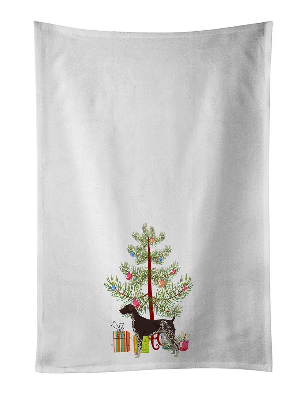 NEW German Shorthaired Pointer Christmas Tree Kitchen Towel Set of 2 White Dish Towels Decorative Bathroom Hand towel for Hand, Face, Hair, Yoga, Tea, Dishcloth, 19 X 28", White