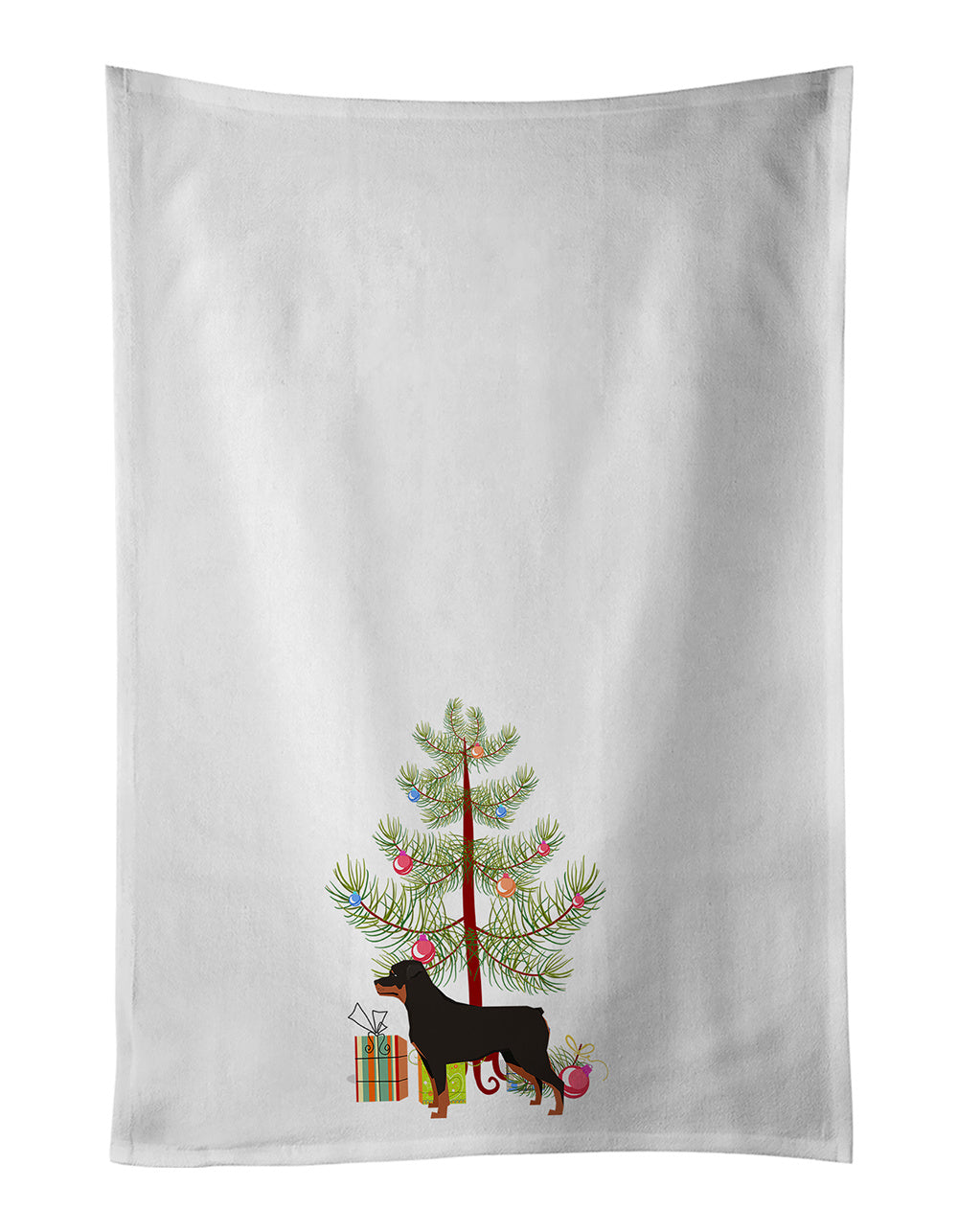 NEW Rottweiler Christmas Tree Kitchen Towel Set of 2 White Dish Towels Decorative Bathroom Hand towel for Hand, Face, Hair, Yoga, Tea, Dishcloth, 19 X 28", White