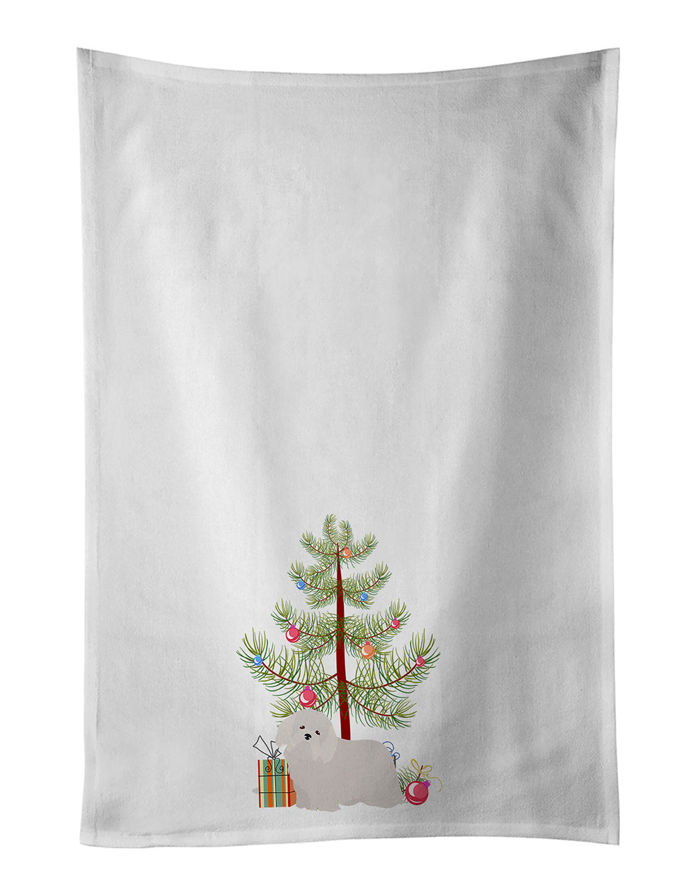 NEW Coton de Tulear Christmas Tree Kitchen Towel Set of 2 White Dish Towels Decorative Bathroom Hand towel for Hand, Face, Hair, Yoga, Tea, Dishcloth, 19 X 28", White