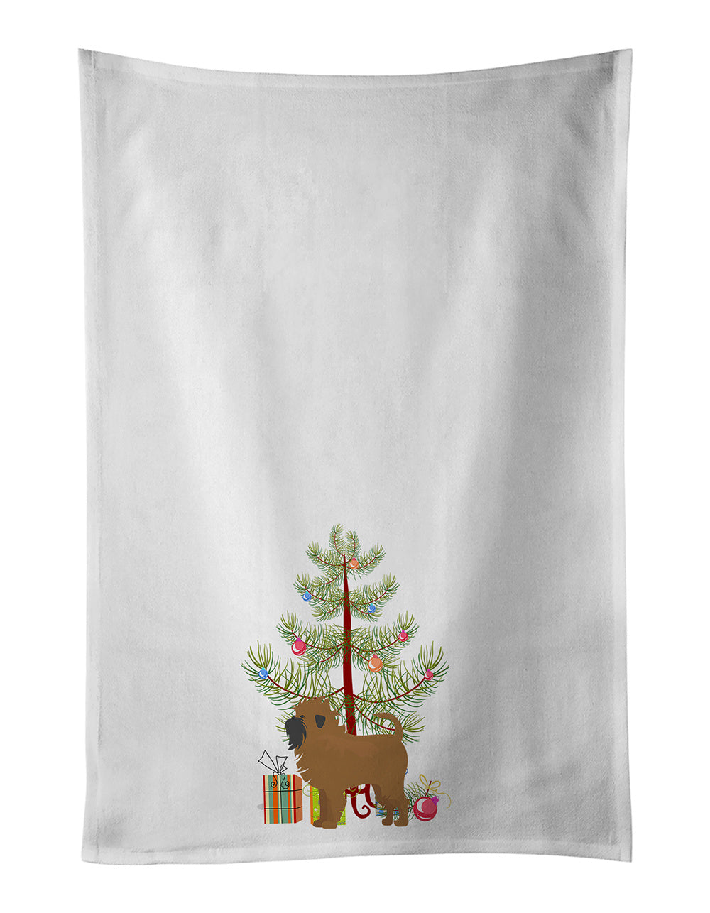 NEW Tan Affenpinscher Christmas Tree Kitchen Towel Set of 2 White Dish Towels Decorative Bathroom Hand towel for Hand, Face, Hair, Yoga, Tea, Dishcloth, 19 X 28", White